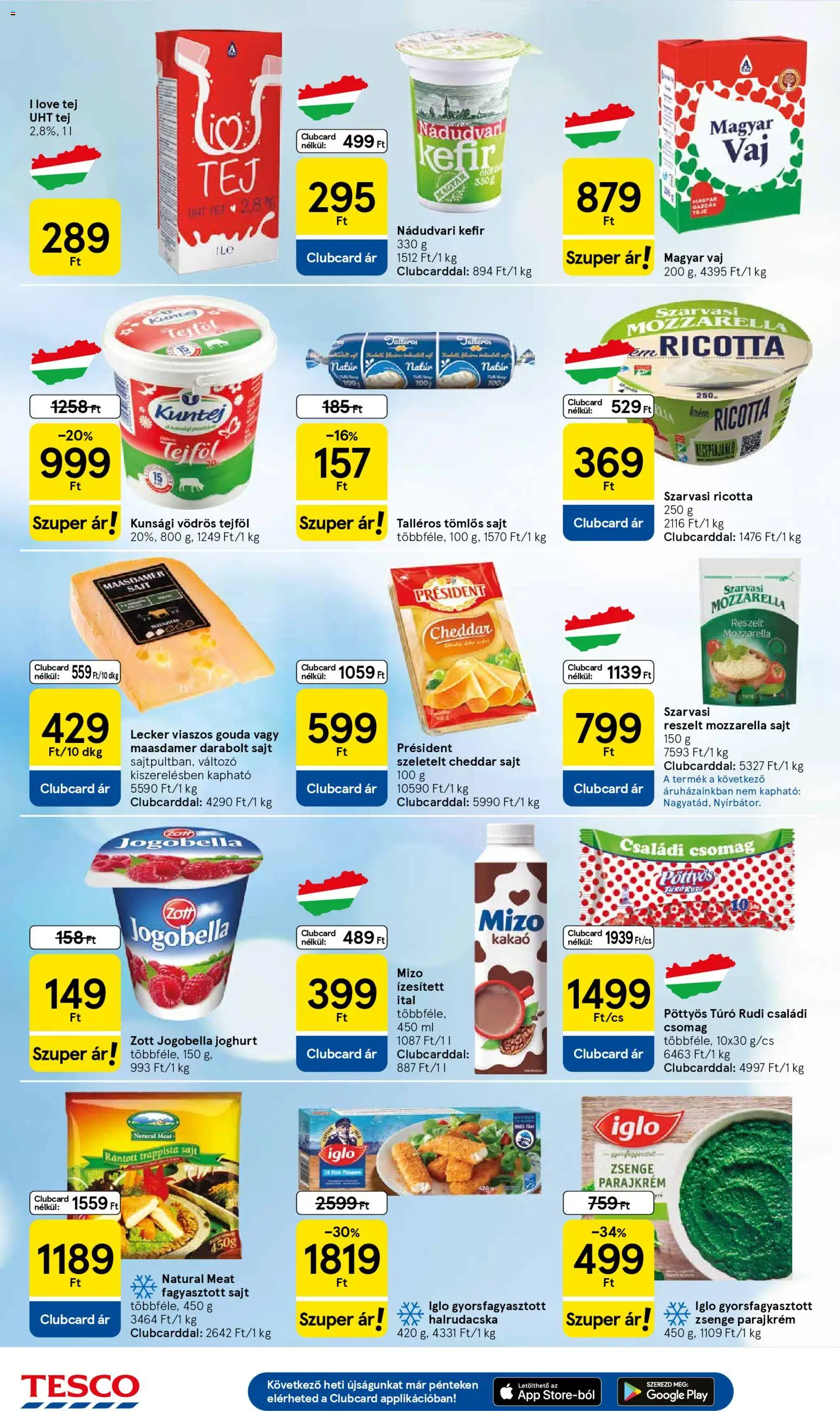 Tesco akciós ujság - amely érvényes a következő dátumtól: 02.01.2026 | Oldal: 4 | Termékek: Tomlos sajt, Tejföl, Túró, Trappista sajt
