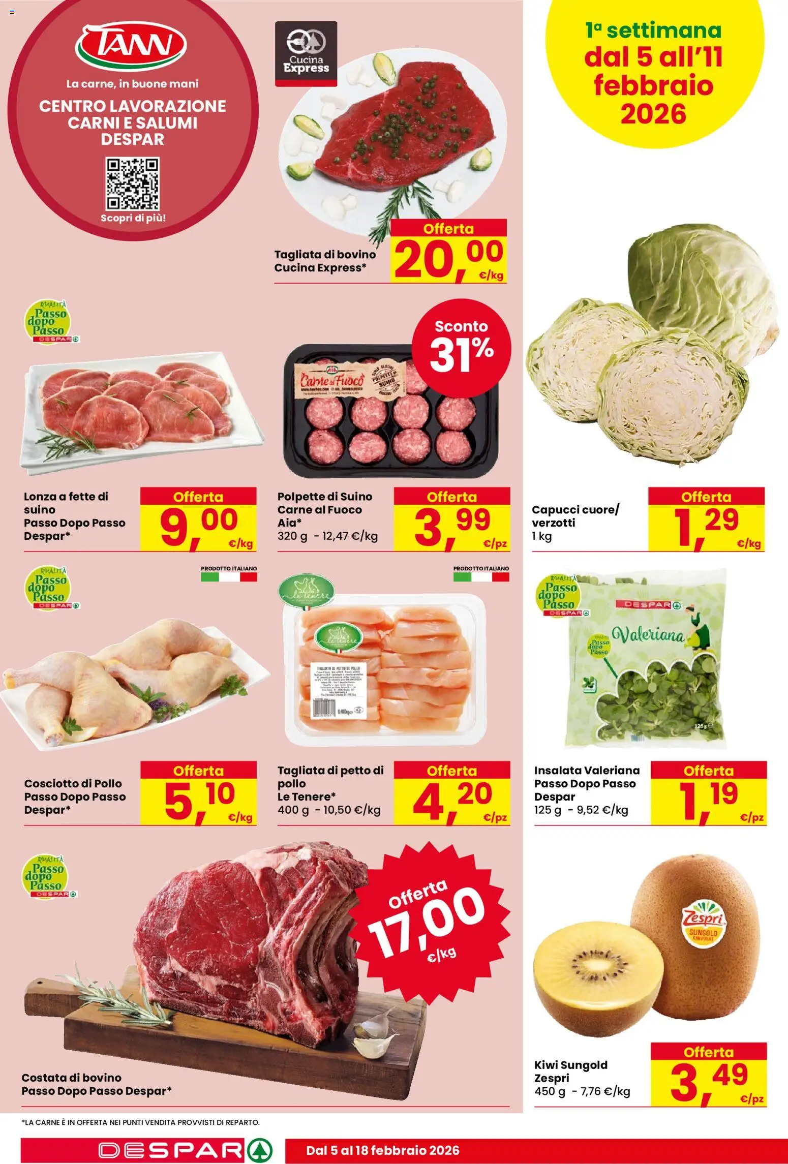 Volantino Despar del 05.02.2026 | Pagina: 8 | Prodotti: Bovino, Pollo, Kiwi, Suino