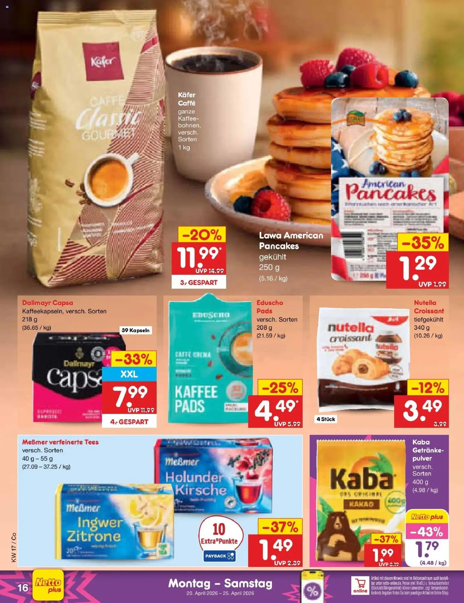 Netto Marken-Discount Prospekt Bitterfeld-Wolfen	 – gültig ab 20.04.2026 | Seite: 18 | Produkte: Messmer, Nutella, Zitrone, Eduscho