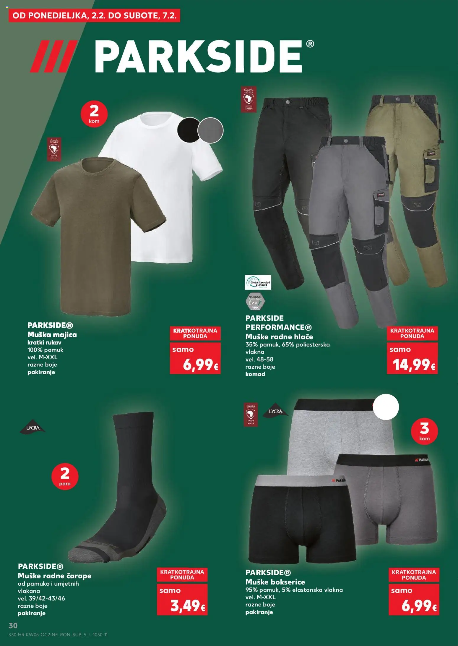 Kaufland katalog | vrijedi od 28.01.2026 | Stranica: 30 | Proizvodi: Majica, Hlače, Čarape, Parkside