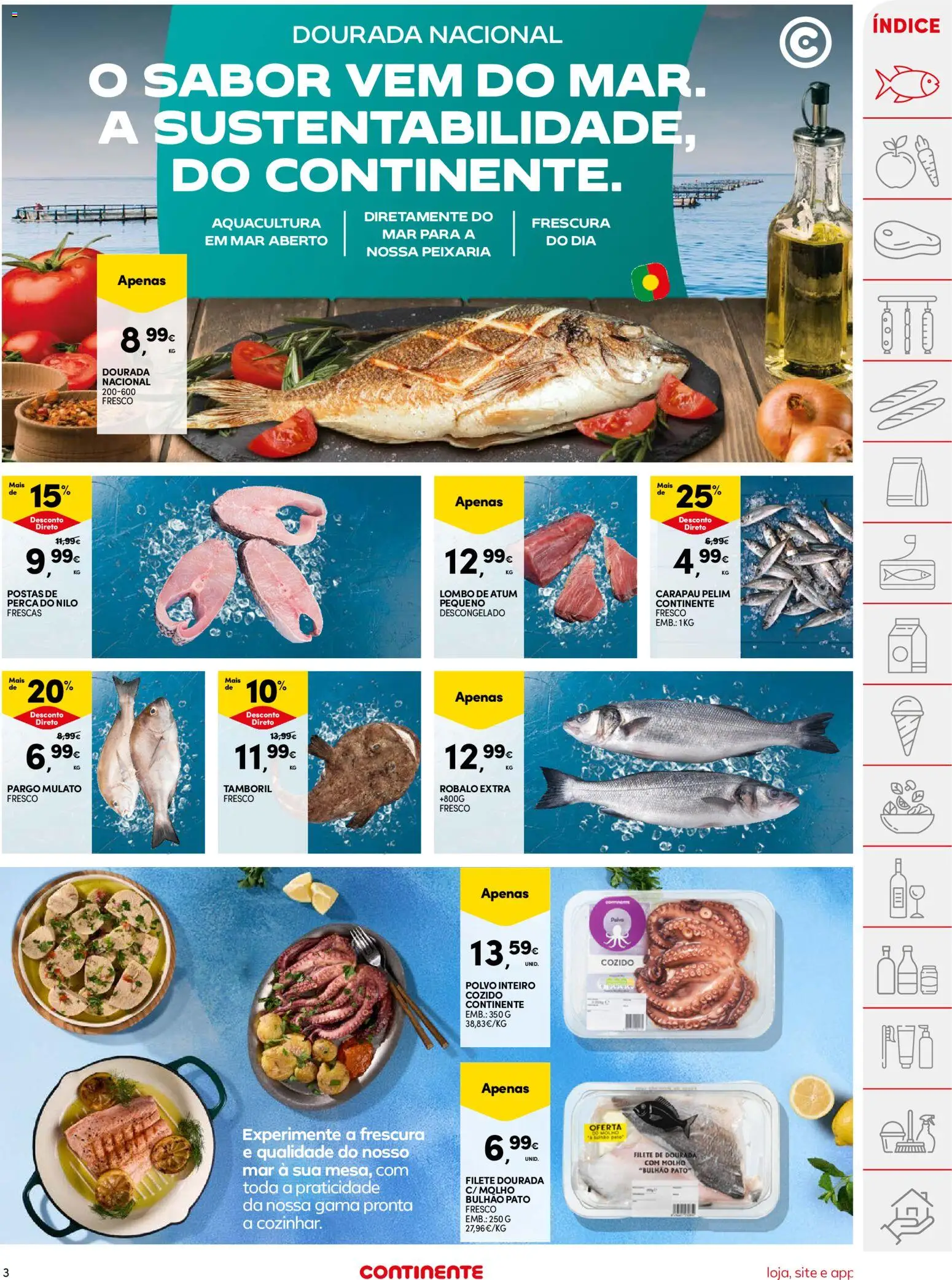 Continente folheto │ válido de 16.12.2025 | Página: 3 | Produtos: Dourada, Atum, Polvo, Tamboril