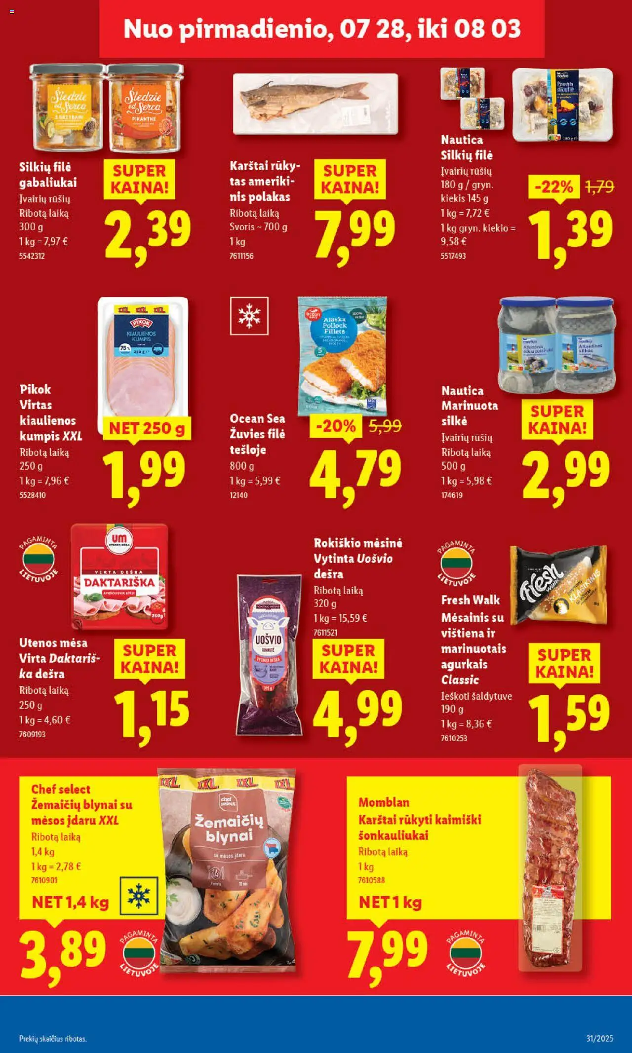 LIDL - Leidinys│galioja nuo 31.07.2025 | Puslapis: 35 | Prekių: Kiaulienos, Silkė, Kumpis, Vištiena