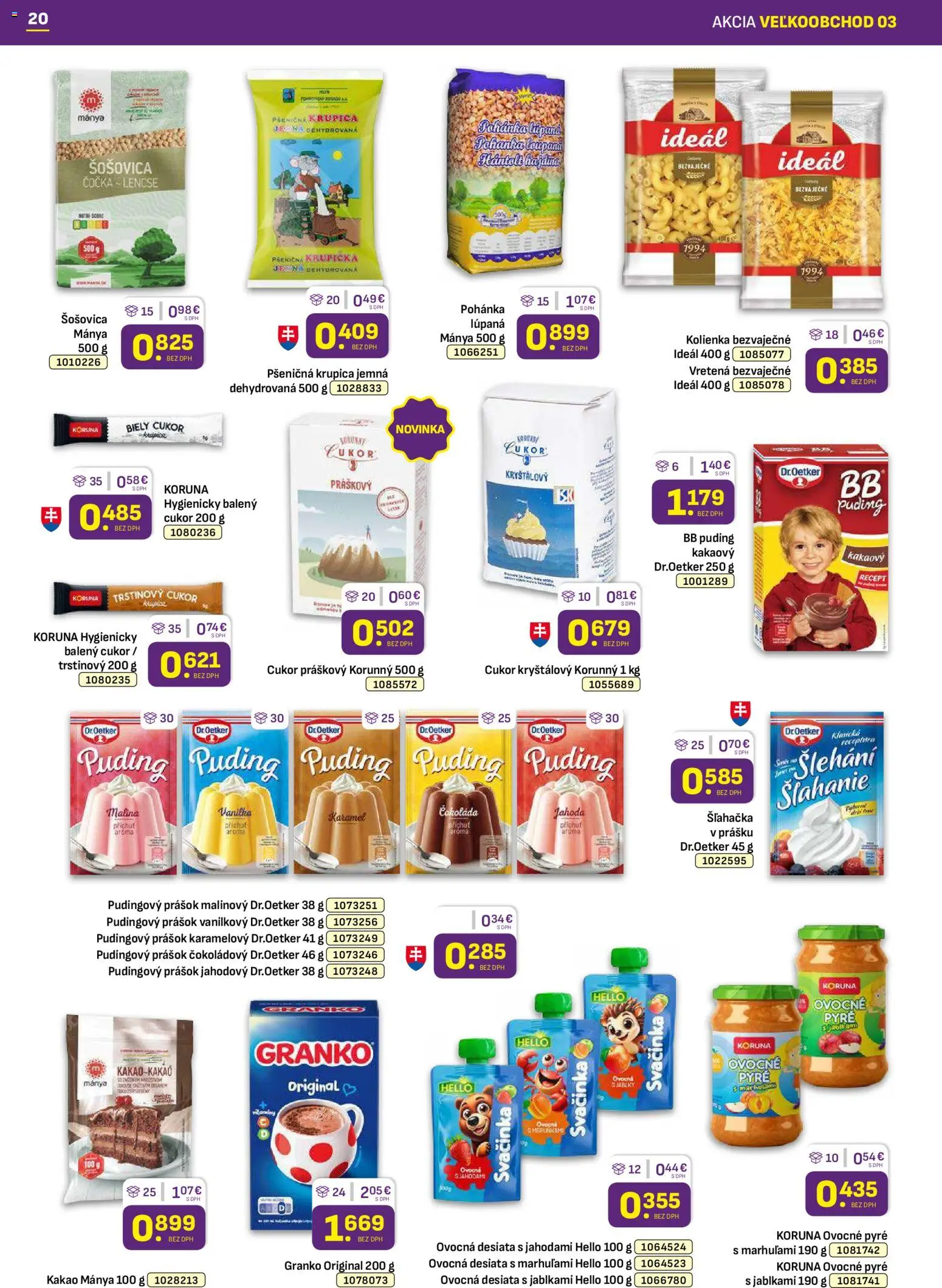 Nové Libex akcie – leták je platný od 02.02.2026 | Strana: 20 | Produkty: Puding, Cukor, Granko, Krupica