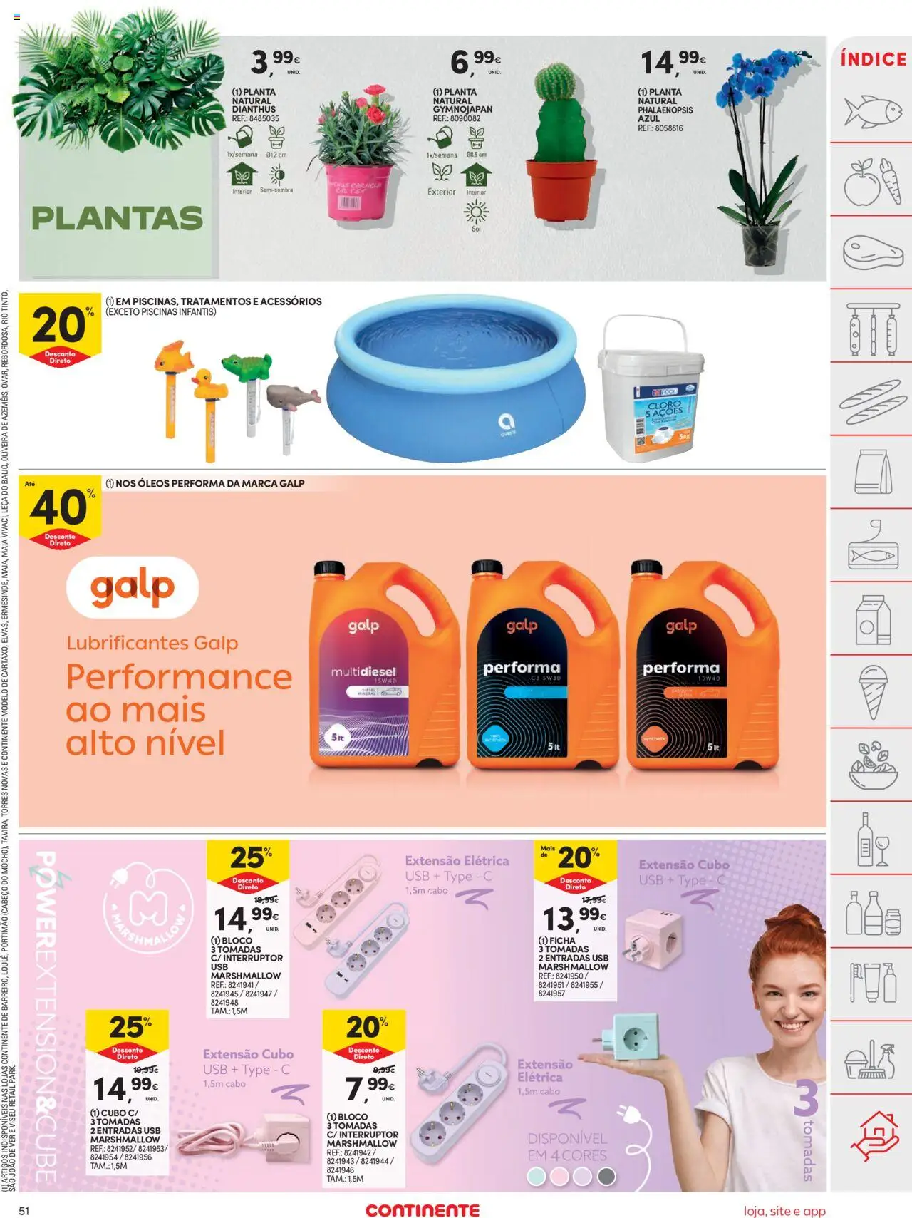 Continente folheto │ válido de 19.08.2025 | Página: 51 | Produtos: USB, Extensão elétrica, Interruptor, Piscinas
