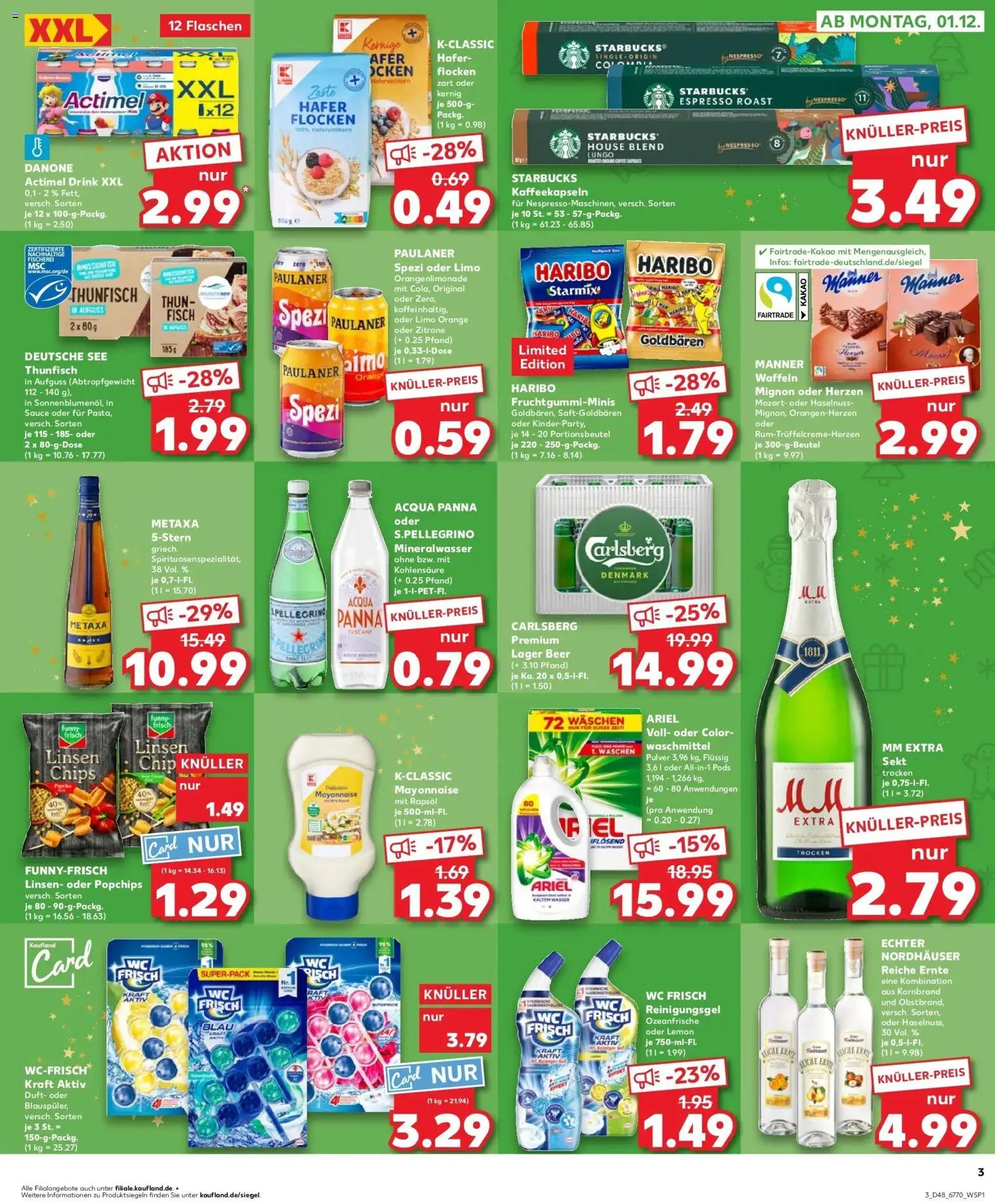 Kaufland prospekt Wülfrath	 – gültig ab 30.11.2025 | Seite: 3 | Produkte: Carlsberg, Funny frisch, Starbucks, Mayonnaise