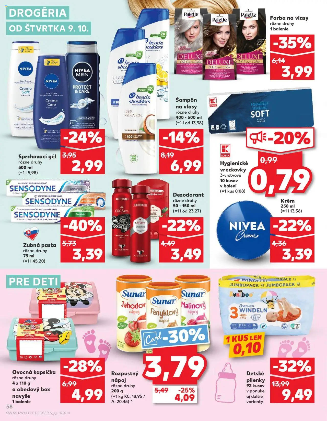Nové Kaufland akcie – leták je platný od 09.10.2025 | Strana: 58 | Produkty: Old Spice, Farba na vlasy, Sunar, Cola