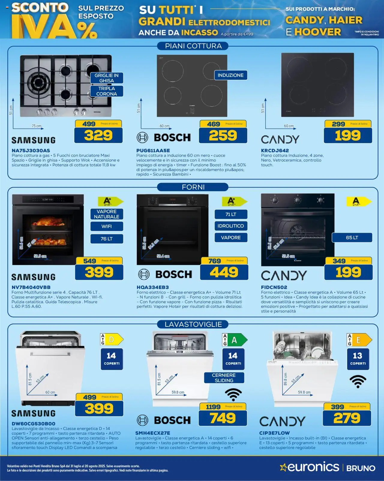 Volantino Euronics del 31.07.2025 | Pagina: 31 | Prodotti: Cucine, Piano cottura, Lavastoviglie, Forno