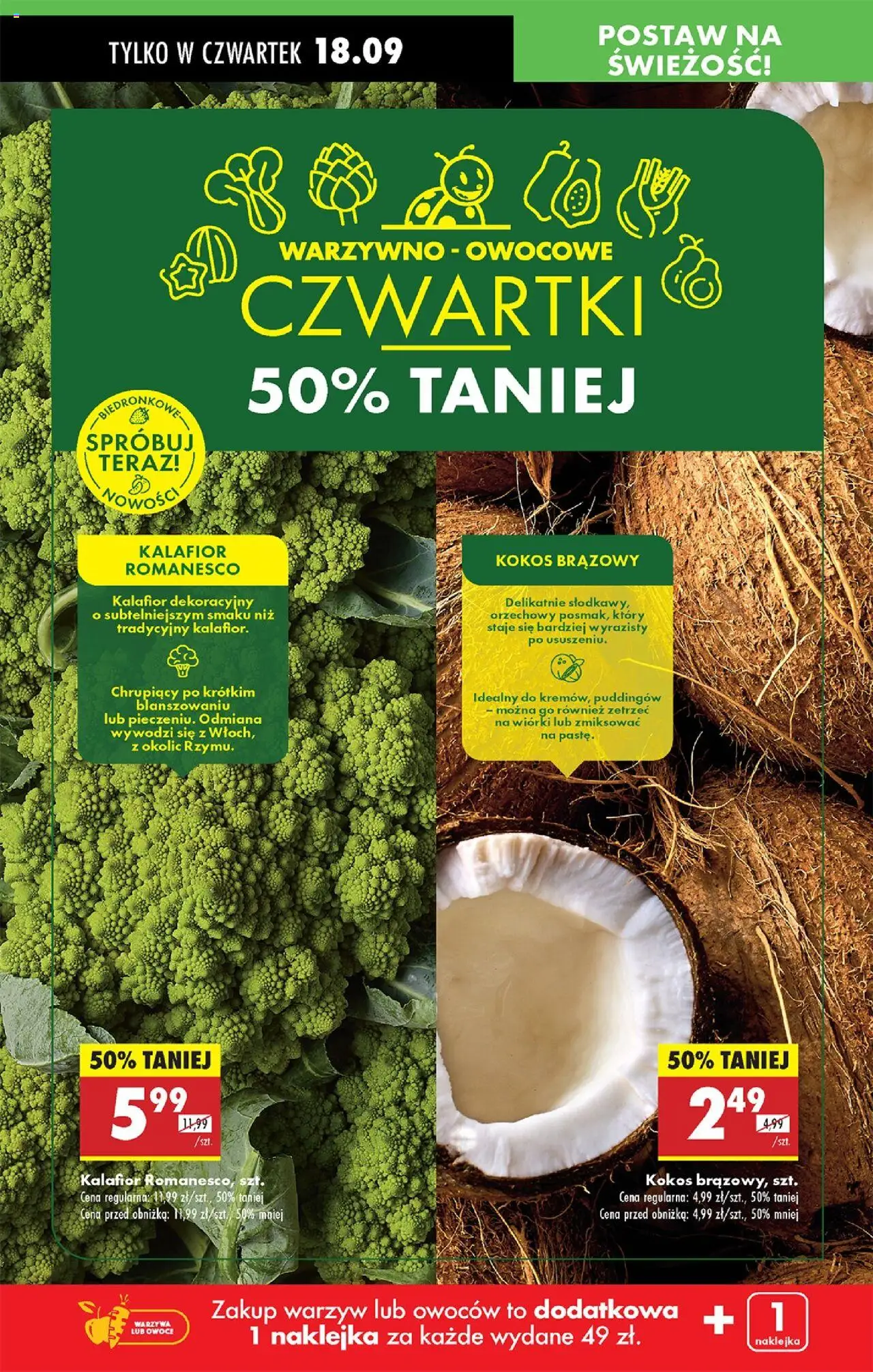 Biedronka gazetka - Oferta w tym tygodniu od 18.09.2025 | Strona: 23 | Produkty: Kalafior, Warzywa, Owoce
