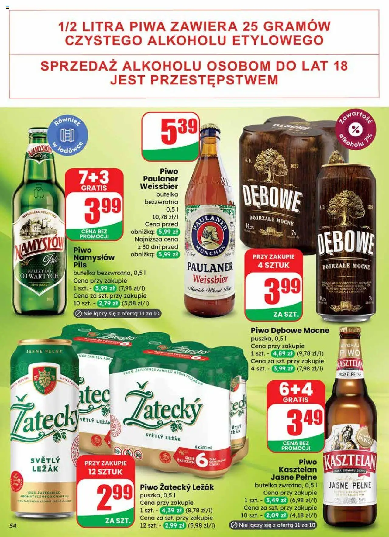Dino Gazetka od 24.09.2025 | Strona: 54 | Produkty: Leżak, Piwo, Piwo Namysłów