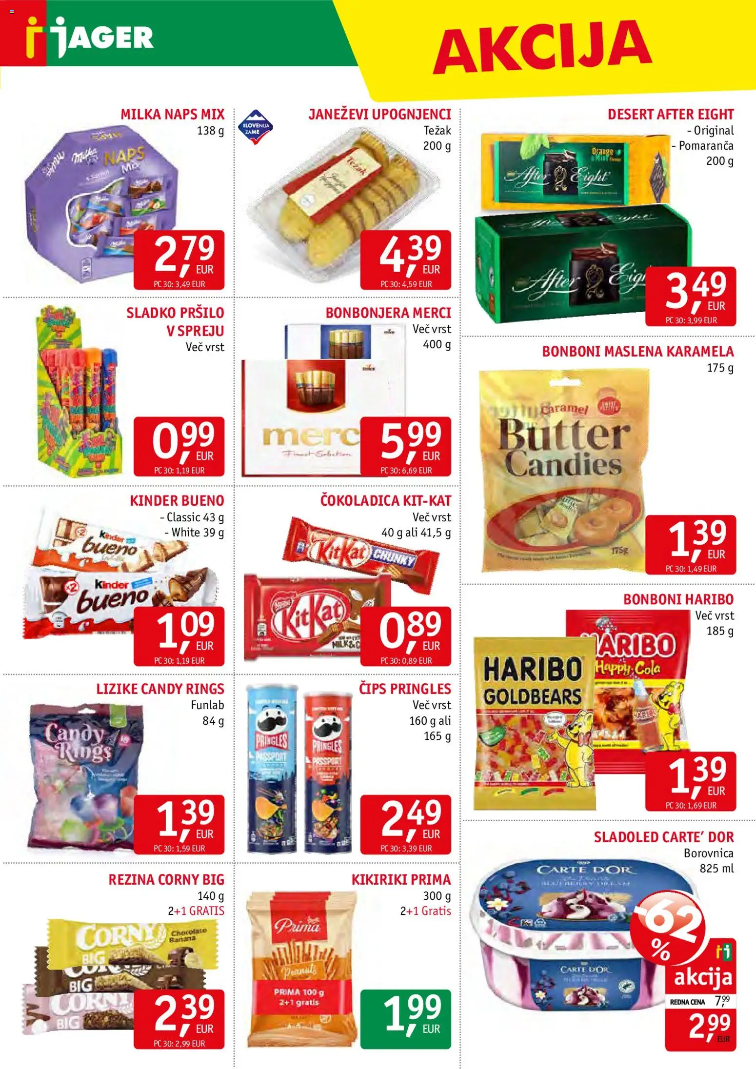 Novi Jager katalog ponudbe – veljaven od 05.11.2025 | Stran: 11 | Izdelki: Bonboni, Cips, Sladoled