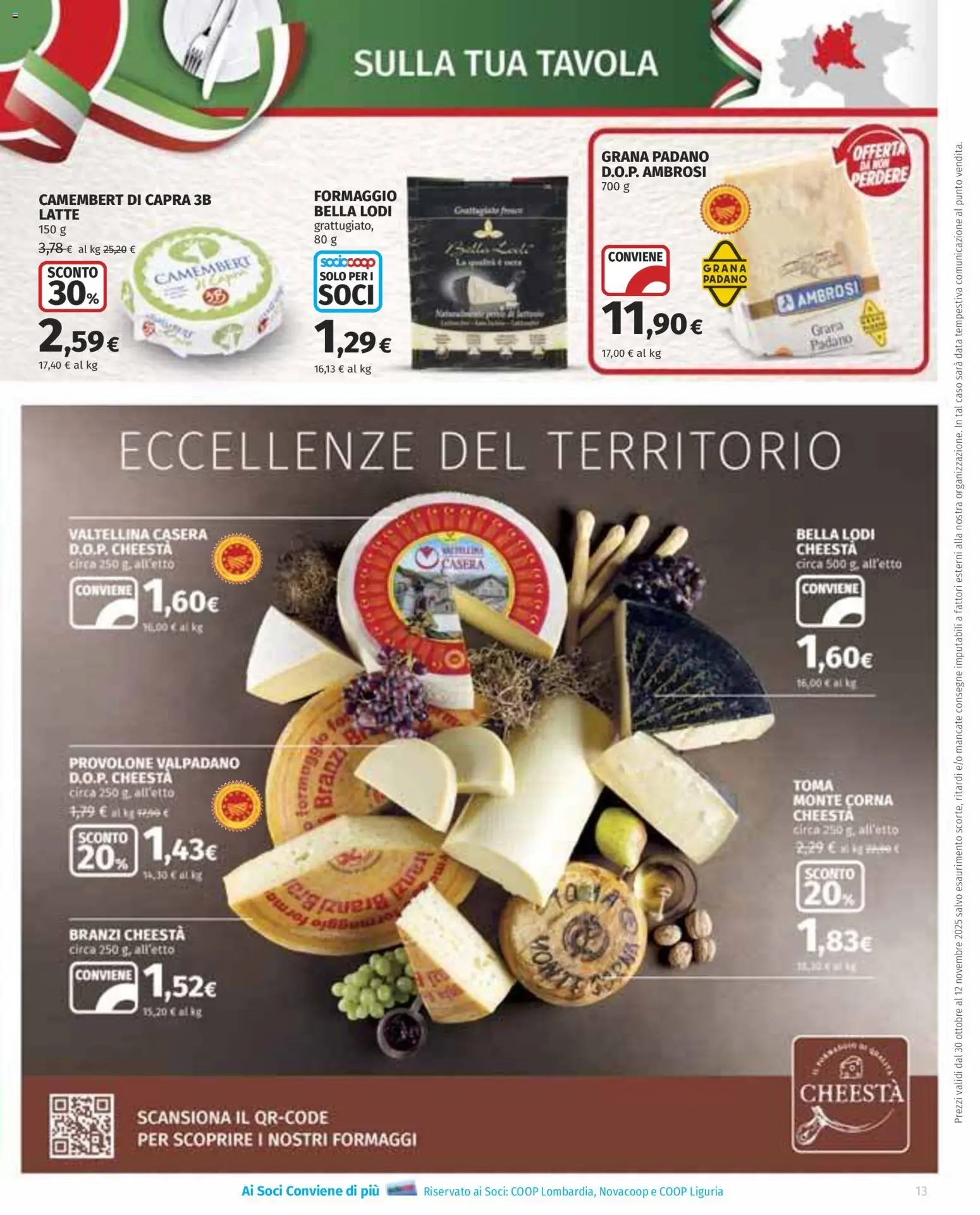 Volantino COOP del 30.10.2025 | Pagina: 13 | Prodotti: Provolone, Latte, Formaggio, Data