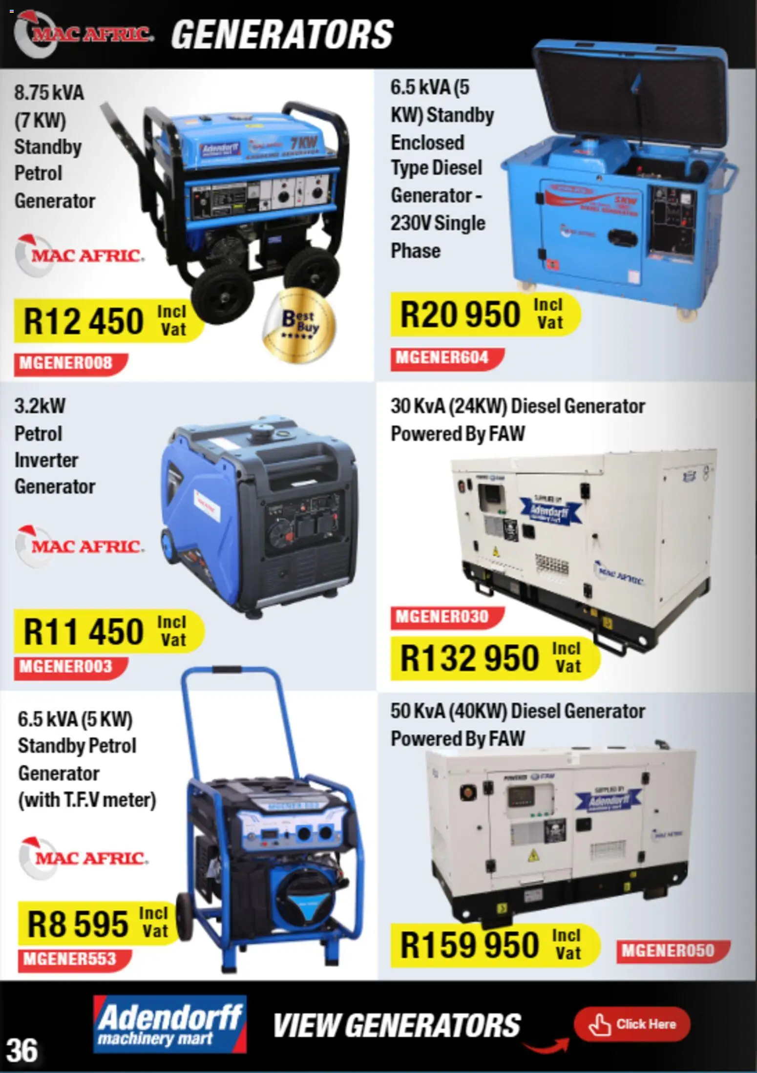 New Adendorff catalogue – valid from 01.01.2026 | Page: 38 | Products: Generator