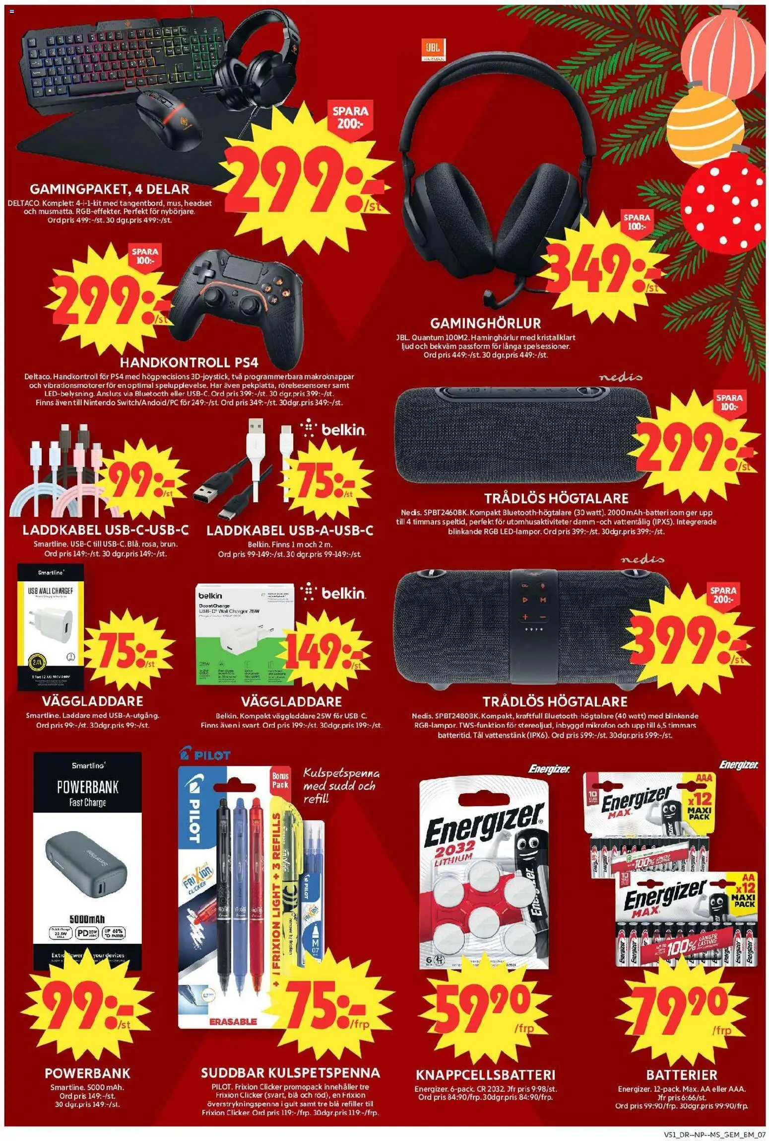 ICA Maxi reklamblad aktuell från 15.12.2025 | Sida: 13 | Produkter: Batterier, Laddare, Powerbank, Överstrykningspenna