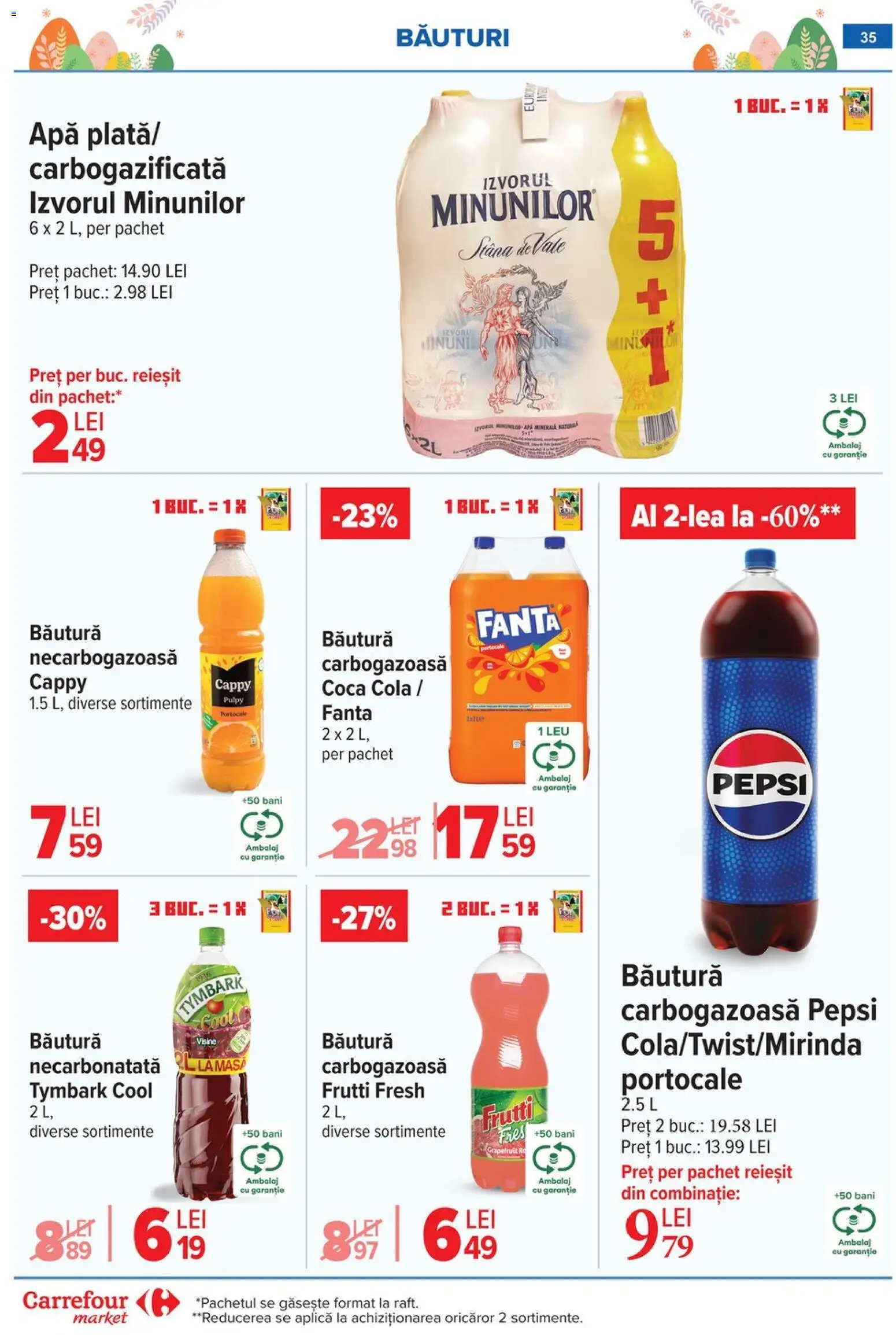 Noul catalog Carrefour – valabil de la 06.04.2026 | Pagină: 40 | Produse: Masă, Amerikan servis, Portocale, Apă