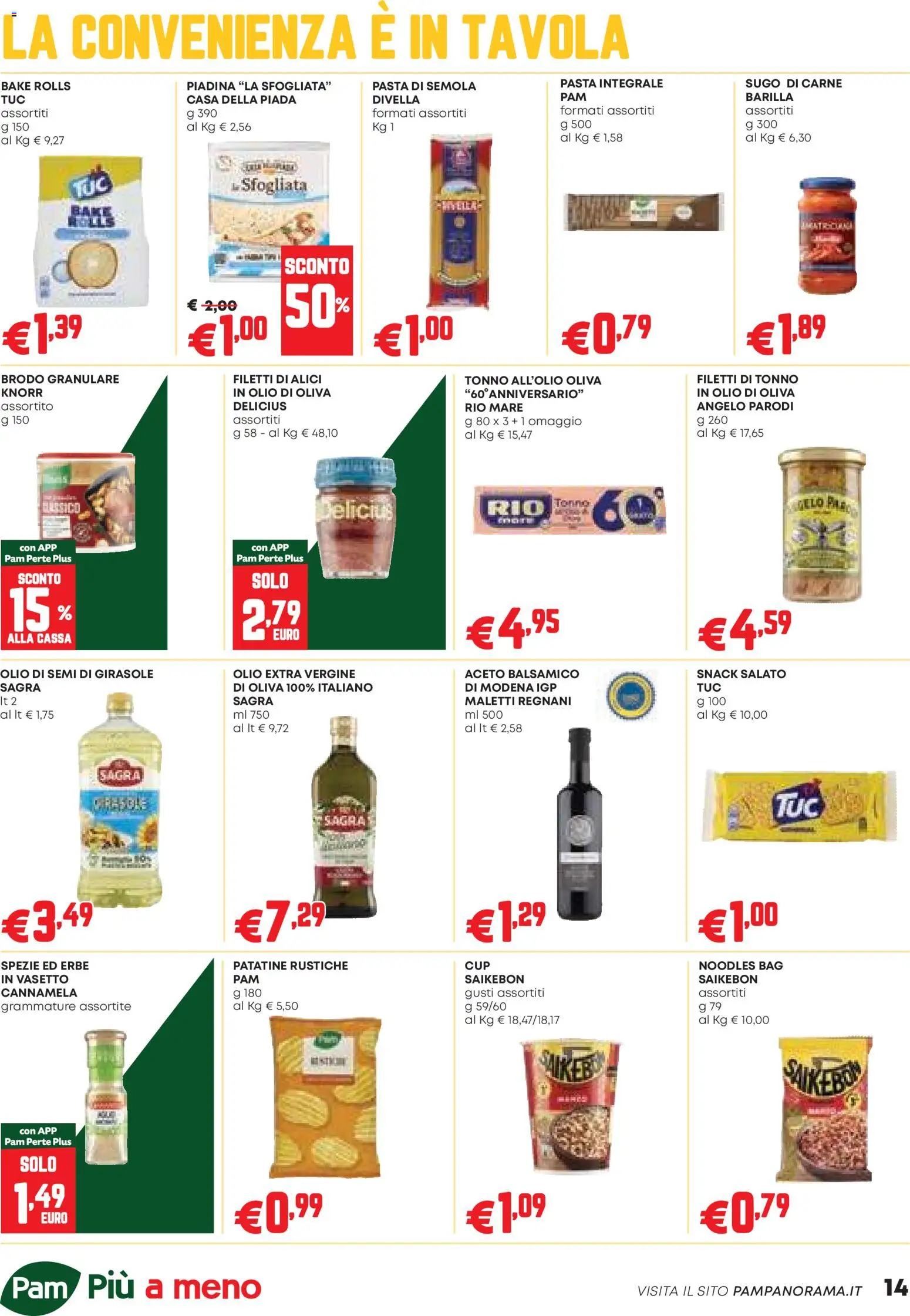 Volantino PAM del 23.10.2025 | Pagina: 14 | Prodotti: Olio, Pasta, Aceto, Olio extra vergine