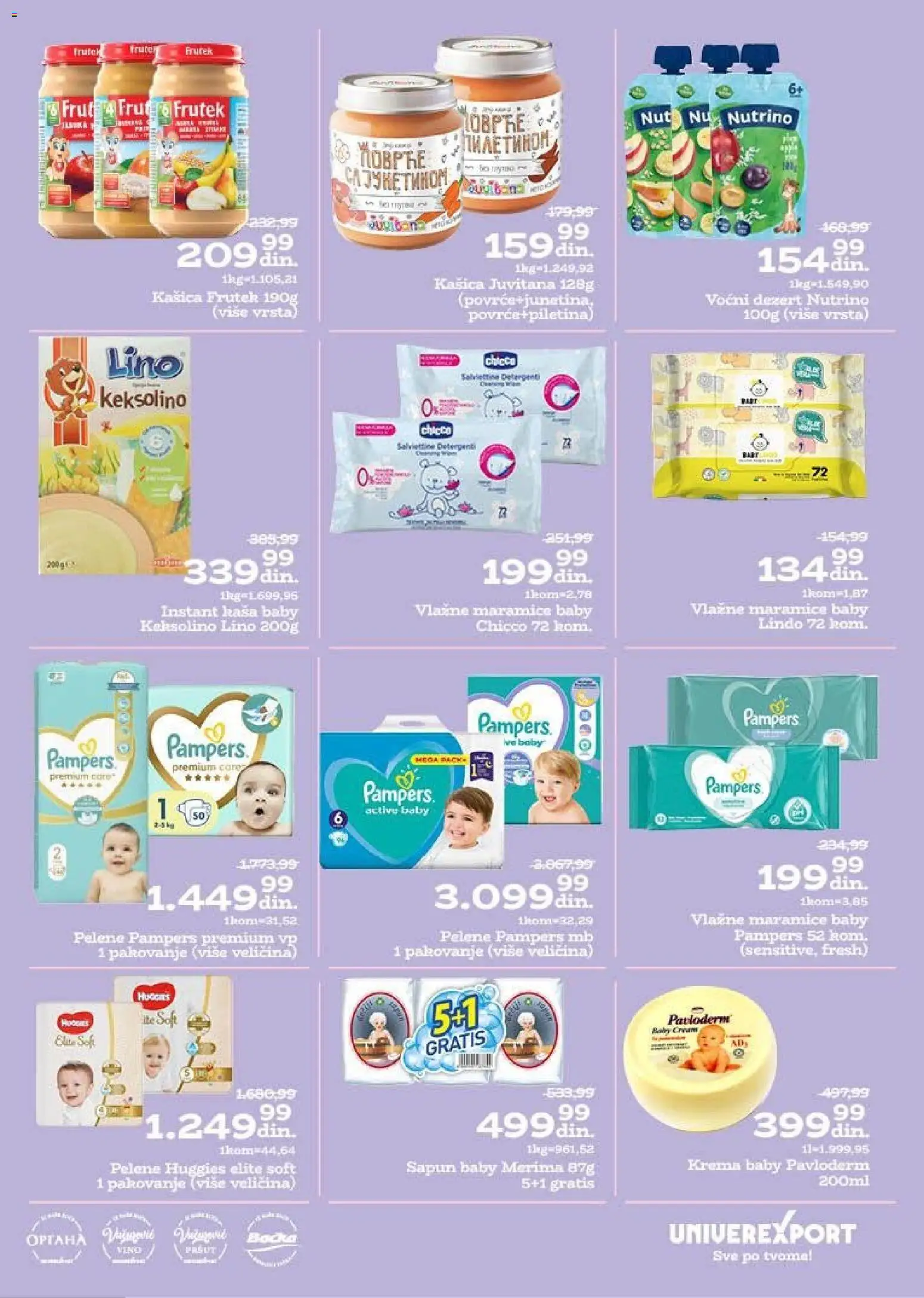 Univerexport katalog - važi od 08.12.2025 | Strana: 25 | Proizvode: Pampers, Krema, Sapun, Pelene