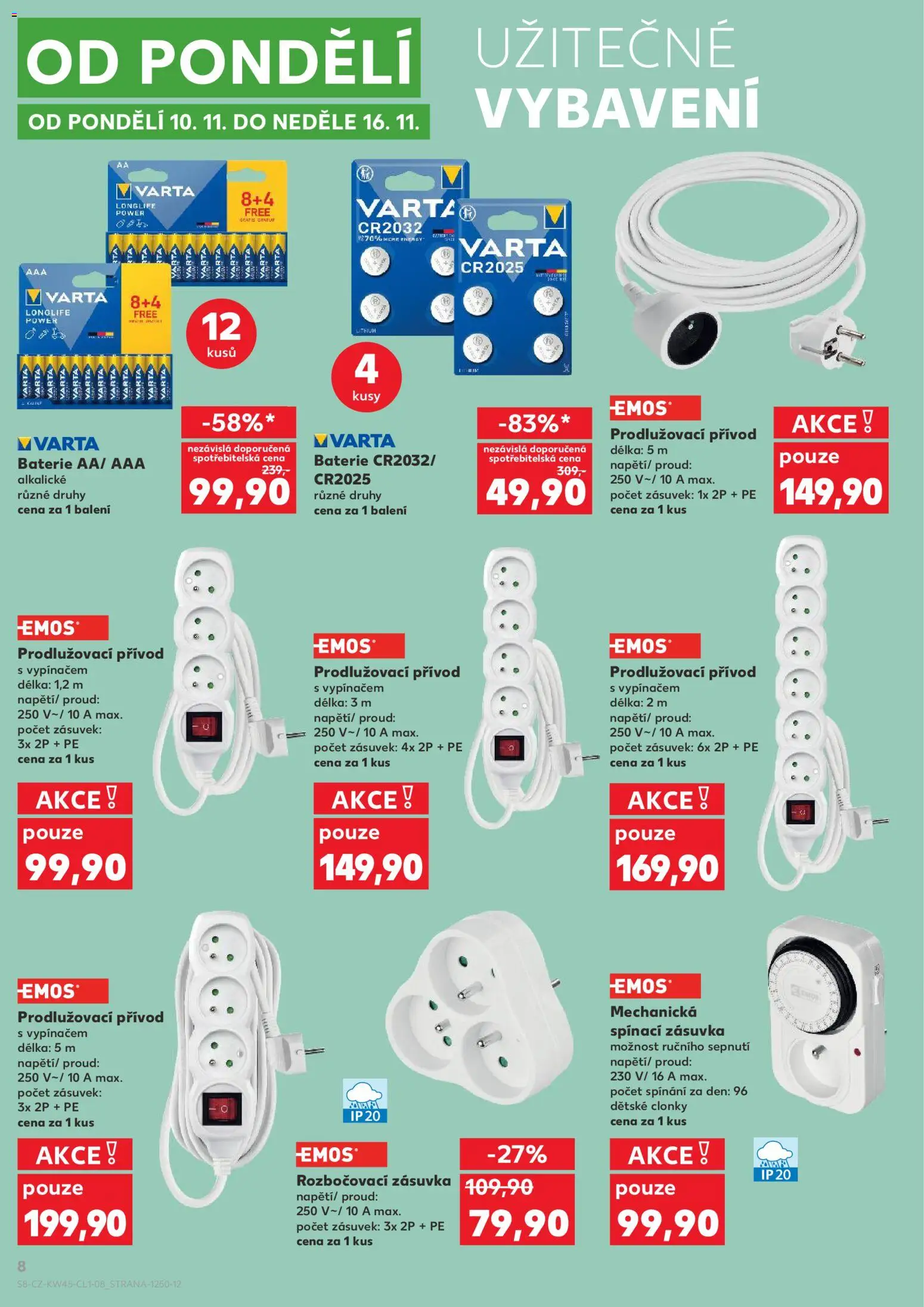 Kaufland leták - Chomutov od 05.11.2025 | Strana: 8 | Produkty: Zásuvka, Baterie