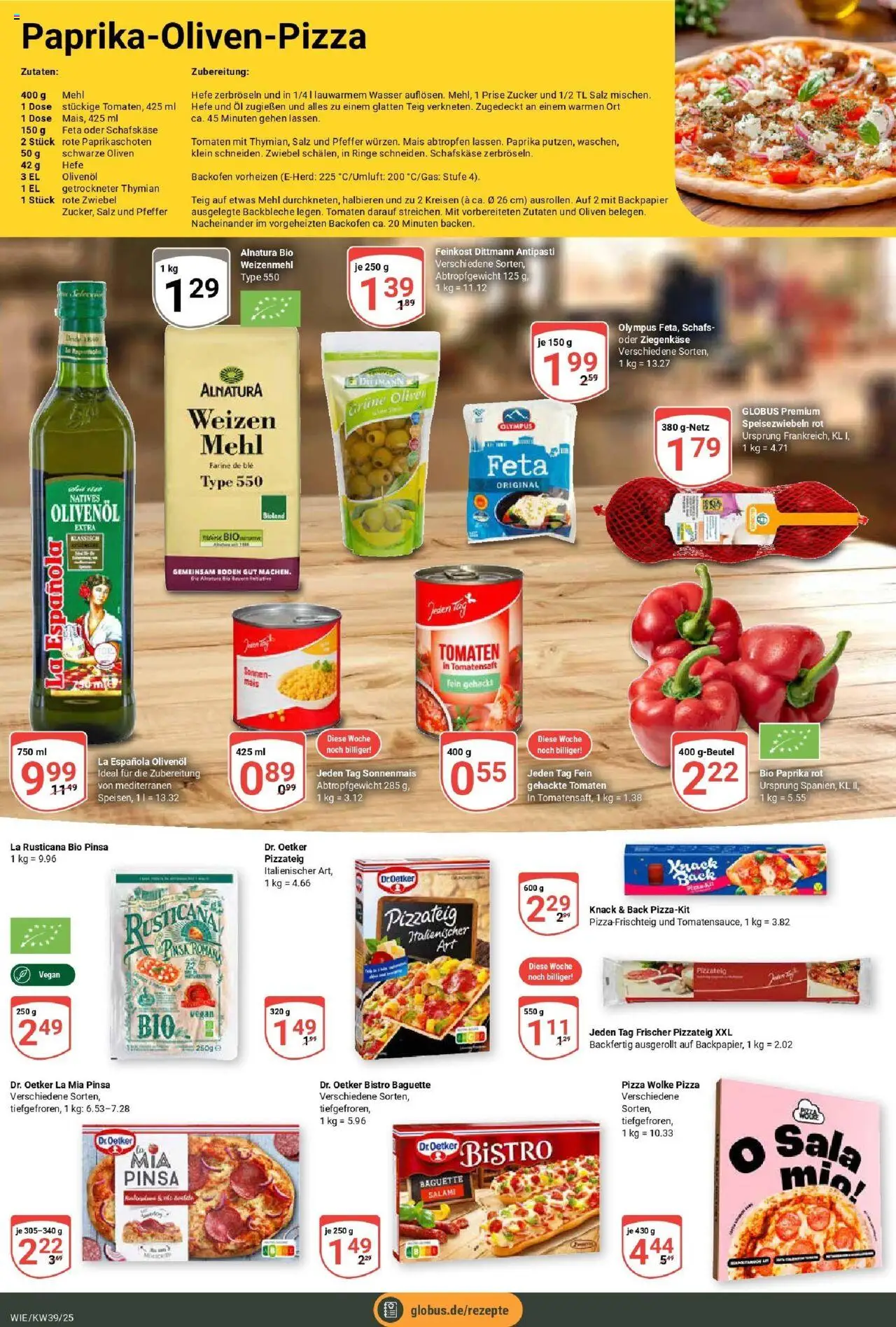 Globus prospekt Waghäusel	 – gültig ab 21.09.2025 | Seite: 9 | Produkte: Paprika rot, Weizenmehl, Salz, Pizza
