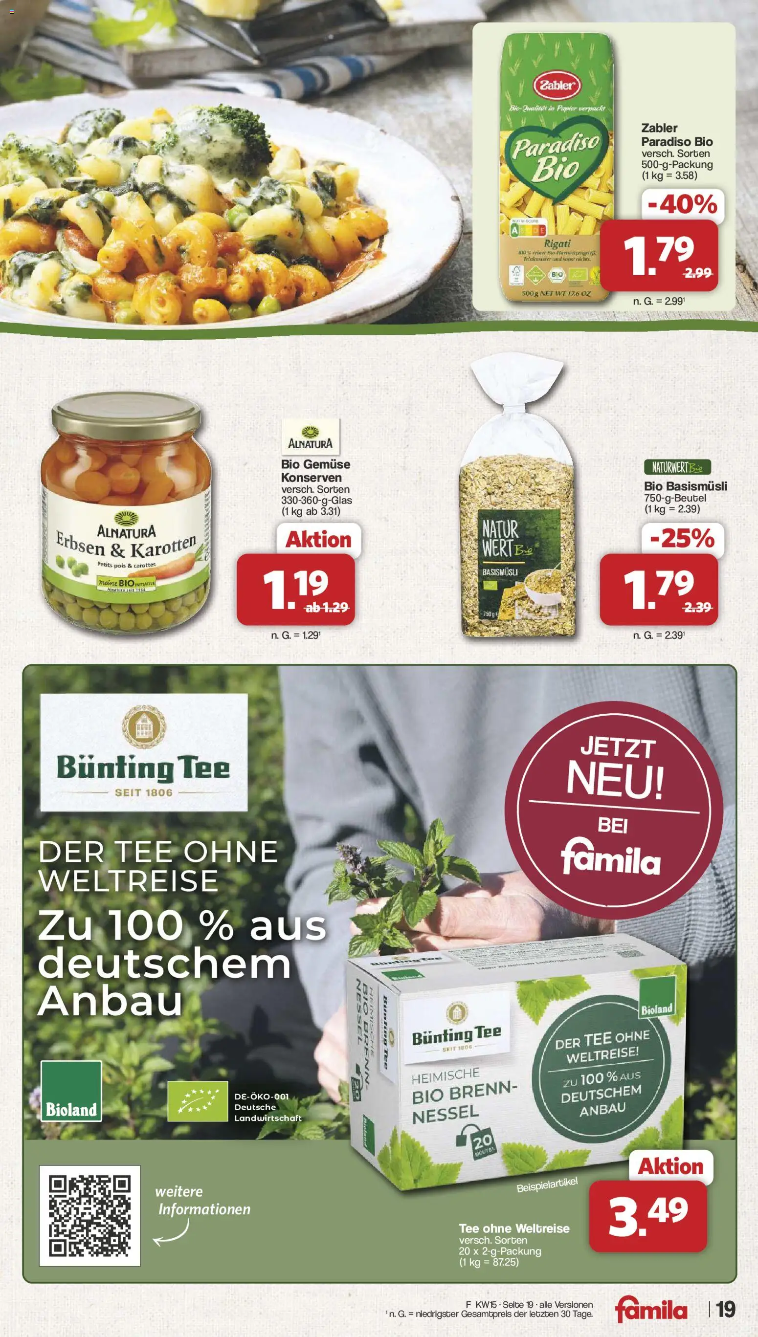 Famila Nordwest Prospekt 	 – gültig ab 07.04.2026 | Seite: 19 | Produkte: Gemüse, Tee, Erbsen