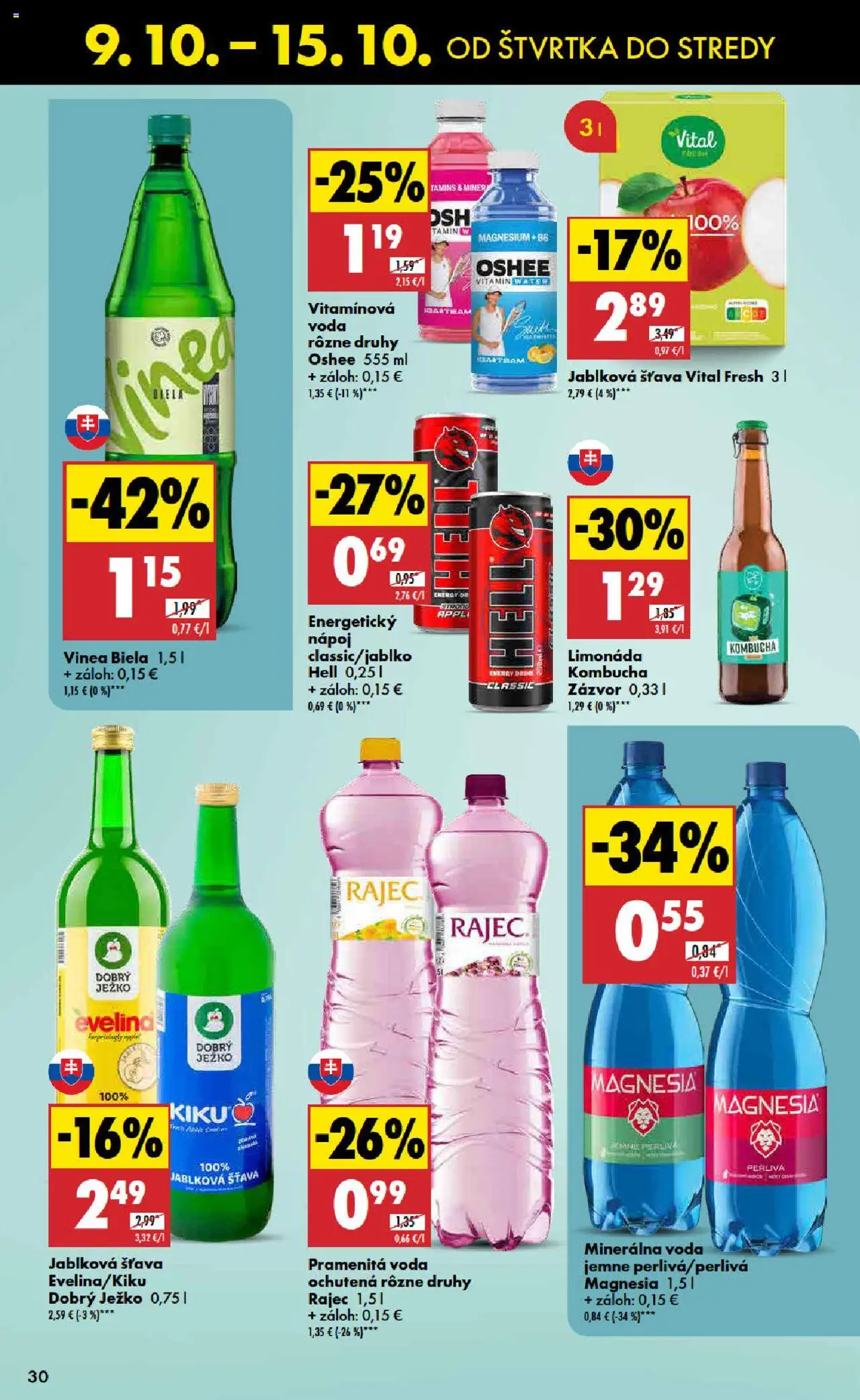 Nové Biedronka akcie – leták je platný od 09.10.2025 | Strana: 30 | Produkty: Zázvor, Magnesia, Voda, Minerálna voda