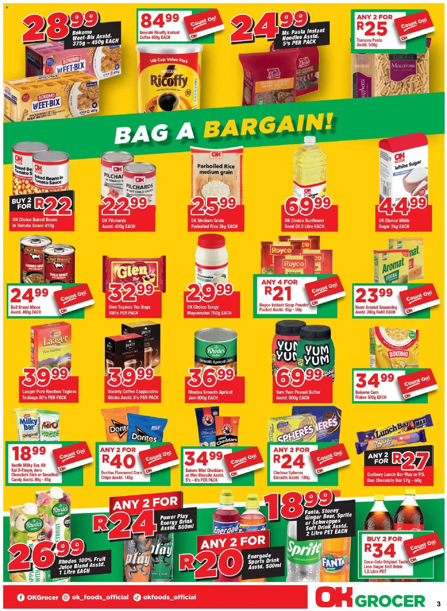New OK Foods catalogue – valid from 15.04.2026 | Page: 3 | Products: Bag, Coffee, Tea, Noodles