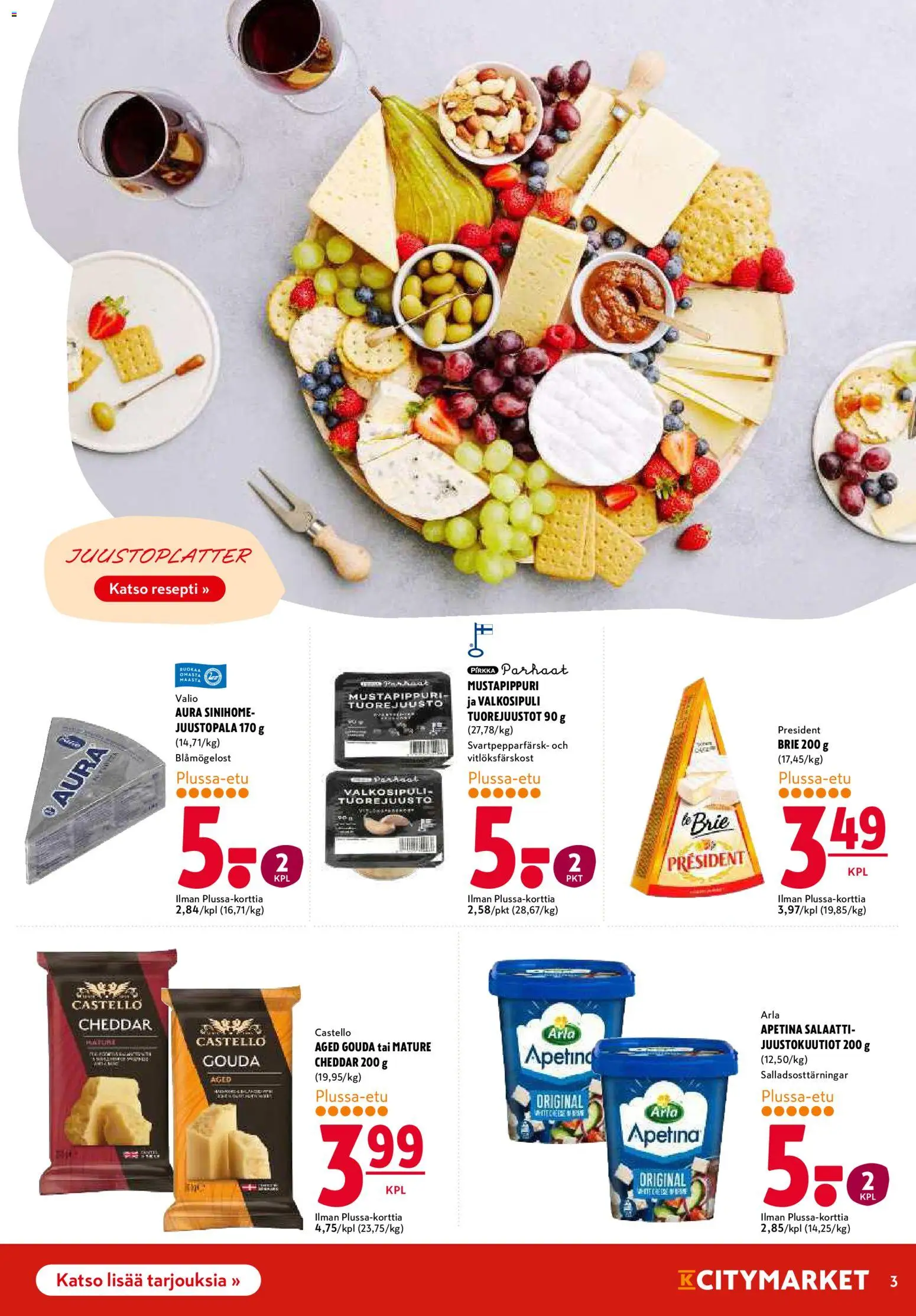K-Citymarket tarjoukset – voimassa 05.03.2026 alkaen | Sivu: 3 | Tuotteet: Valkosipuli, Cheddar, Salaatti