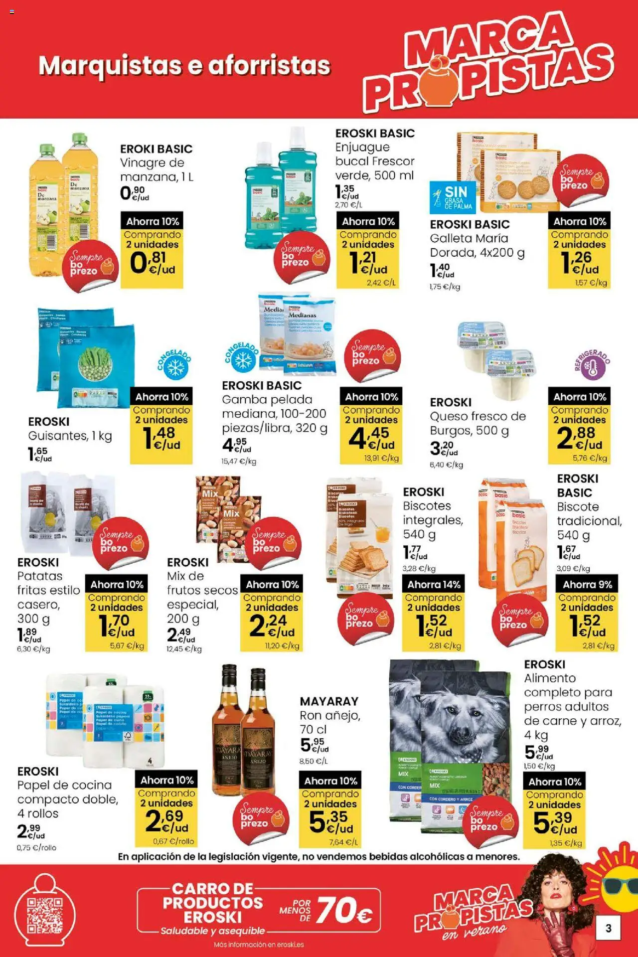 Eroski - Ofertons para conquistarte │ válido desde el 31.07.2025 | Página: 3 | Productos: Ron, Queso, Frutos secos, Cocina