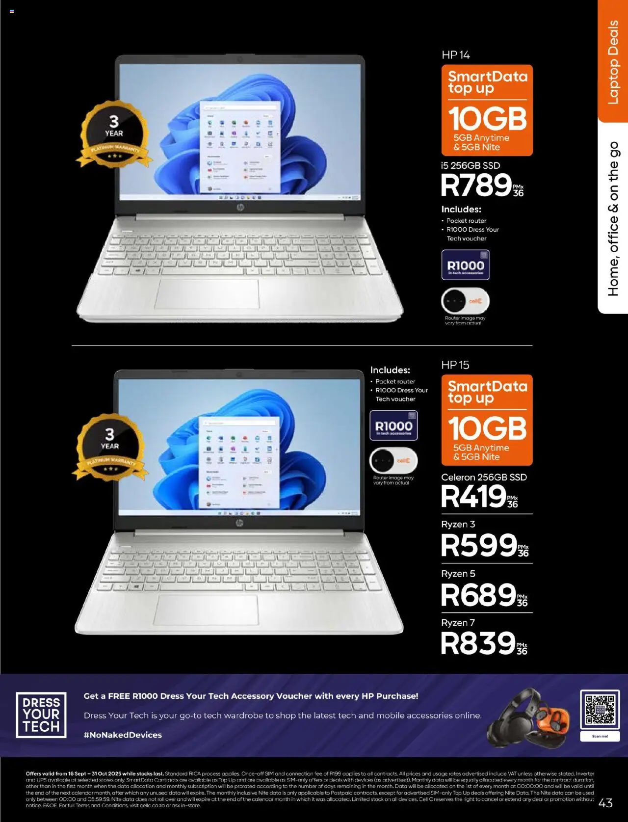 New Cell C catalogue – valid from 16.09.2025 | Page: 43 | Products: Dress, Data, Sim, Stock