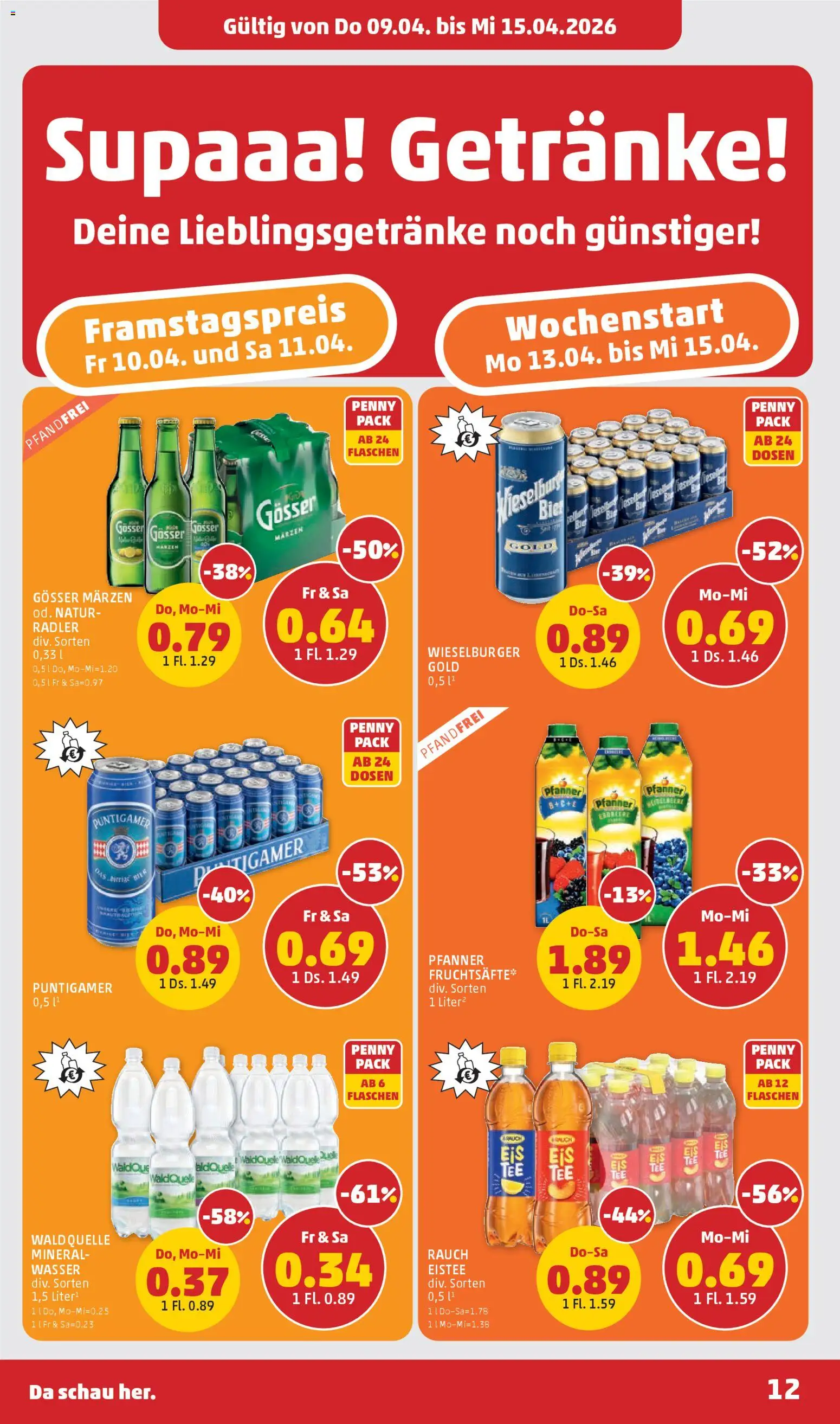Penny Markt - Flugblatt gültig ab 09.04.2026 | Seite: 12 | Produkte: Wasser, Bier