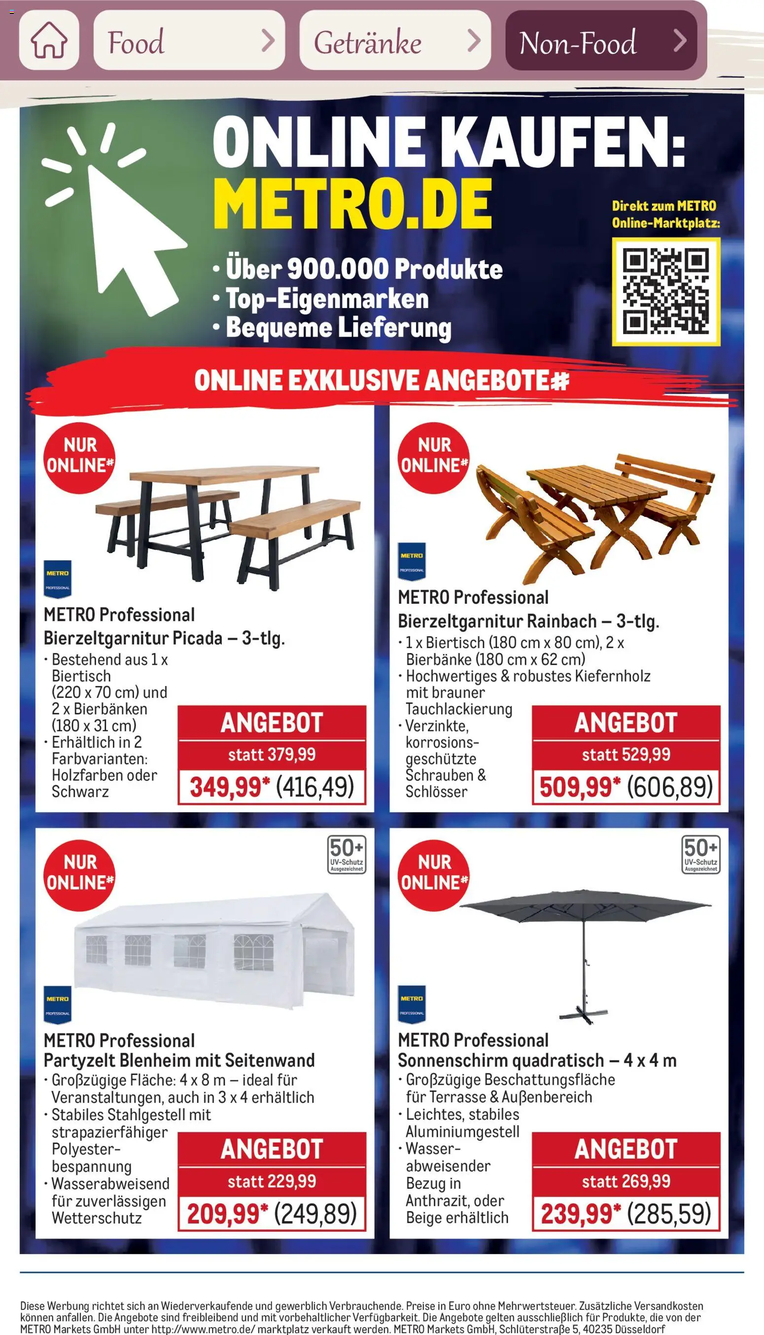 Metro Saisonkatalog Frühlingsgenuss – gültig ab 01.03.2026 | Seite: 38 | Produkte: Wasser, Sonnenschirm