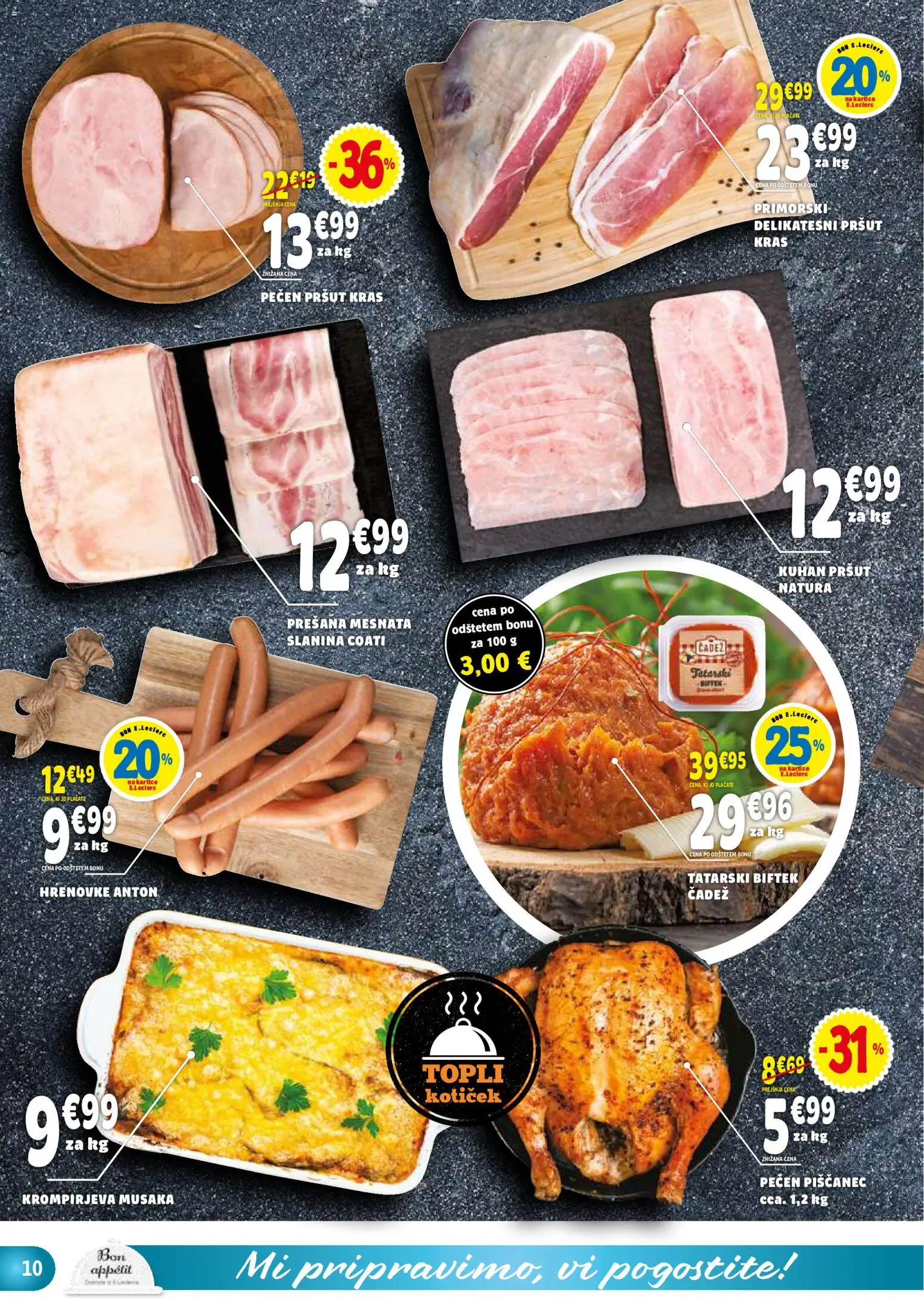 Novi E.leclerc katalog ponudbe – veljaven od 10.12.2025 | Stran: 10 | Izdelki: Hrenovke, Pršut, Slanina