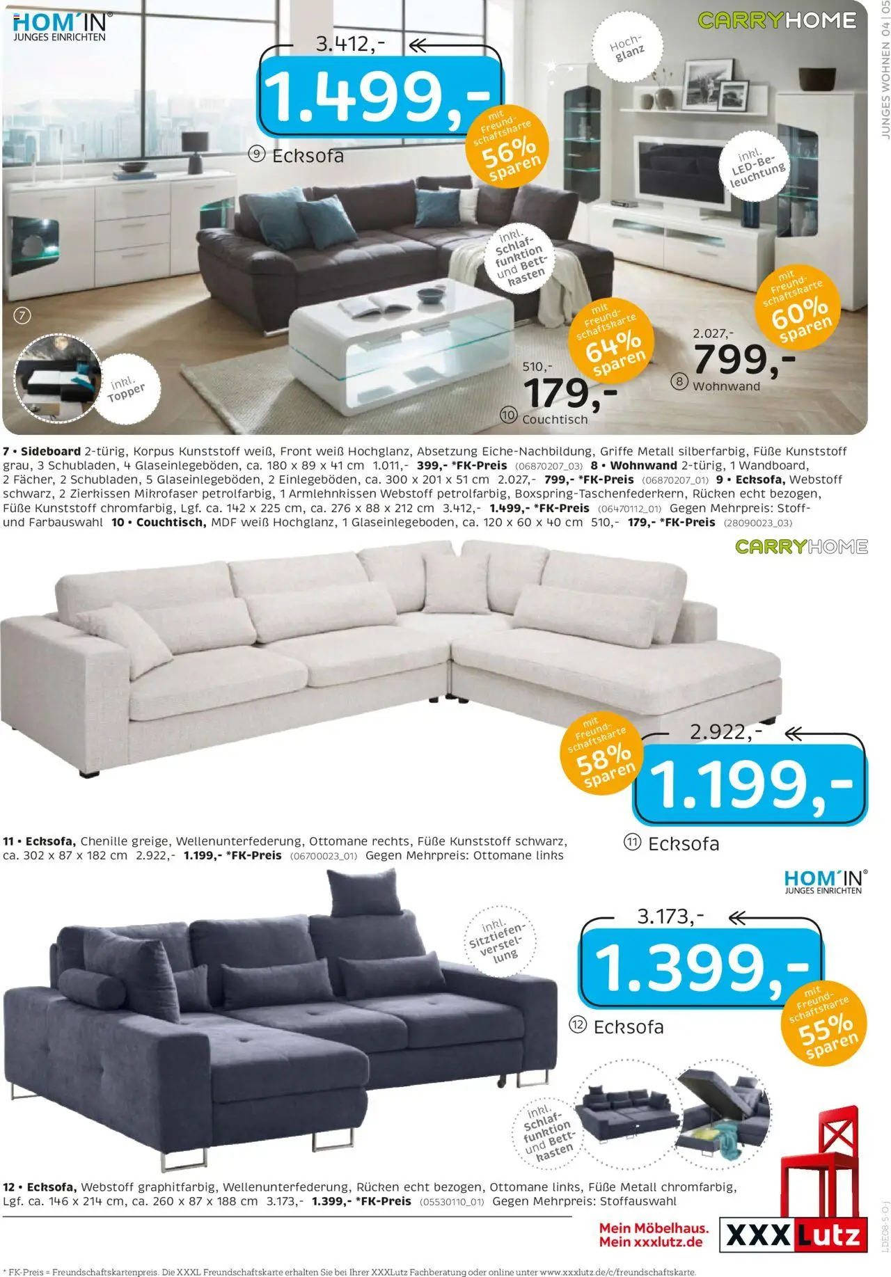 XXXL Lutz Junges Wohnen - gültig ab dem 28.07.2025 | Seite: 5 | Produkte: Ecksofa, Wohnwand, Bett, Couchtisch