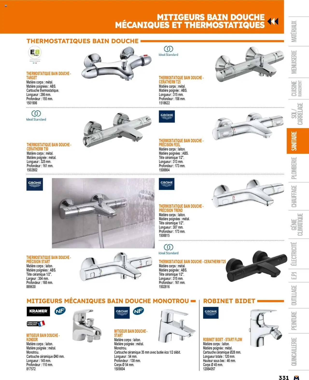 | Page: 331 | Produits: Robinet, Poignées, Douche, Cartouche