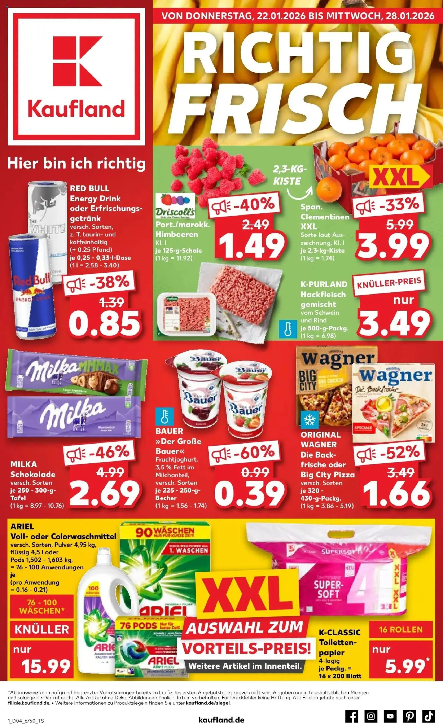 Kaufland prospekt Hanau	 – gültig ab 22.01.2026 | Seite: 3 | Produkte: Energy, Milka schokolade, Pizza, Hackfleisch