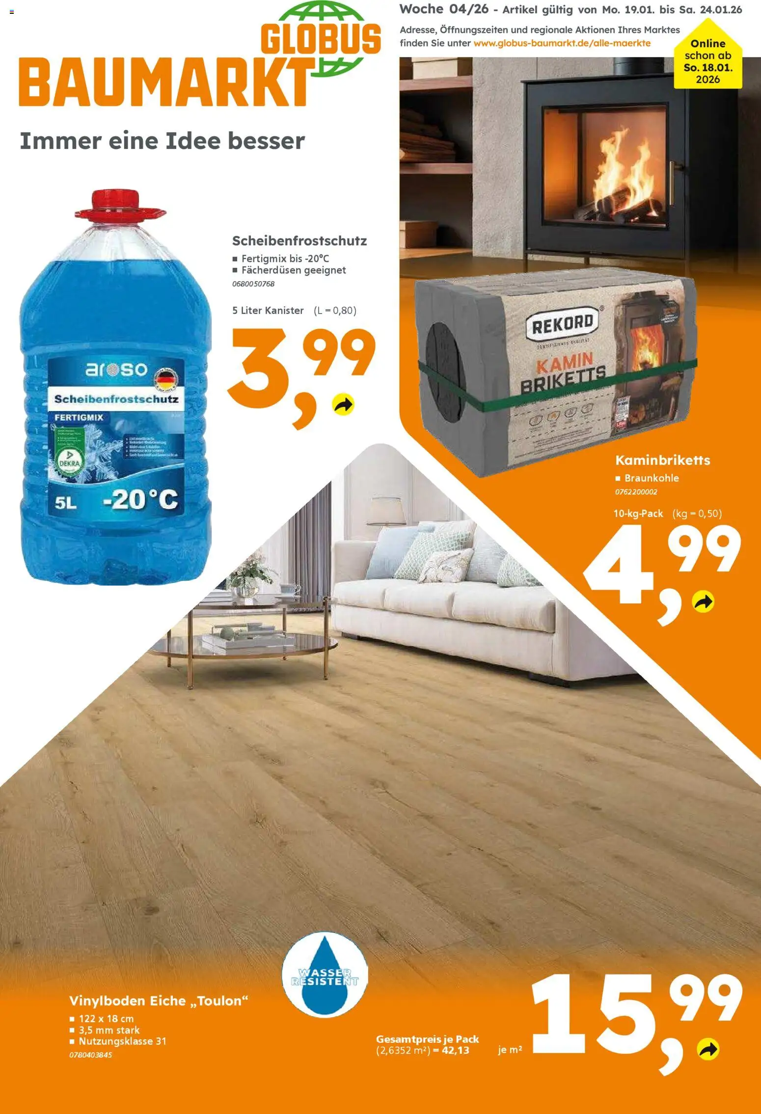 Globus Baumarkt prospekt Berlin-Treptow	 – gültig ab 19.01.2026 | Seite: 1 | Produkte: Kamin