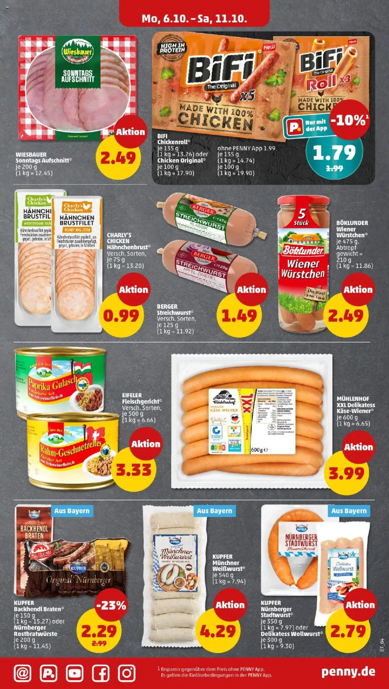 Penny - Bayern – gültig ab 06.10.2025 | Seite: 9 | Produkte: Gewicht, Bifi, Weißwurst, Wurst