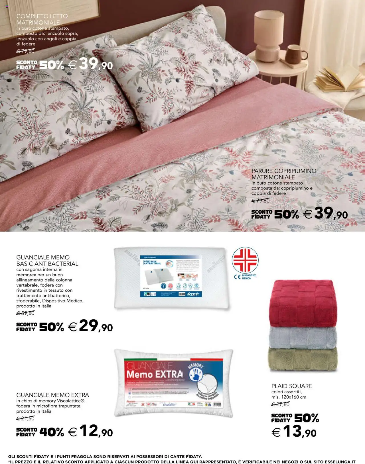 Volantino Esselunga S del 09.10.2025 | Pagina: 17 | Prodotti: Copripiumino, Letto matrimoniale, Letto, Guanciale