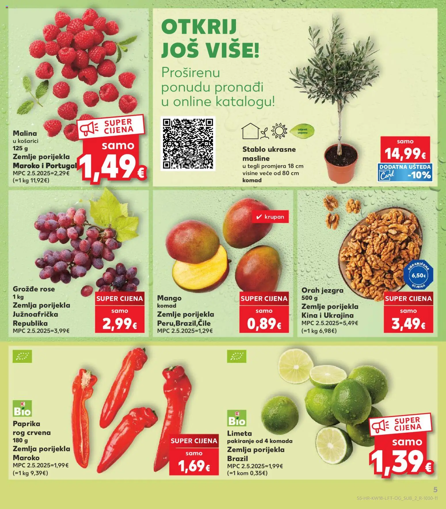 Kaufland katalog | vrijedi od 29.04.2026 | Stranica: 5 | Proizvodi: Paprika, Mango, Grožđe, Orah