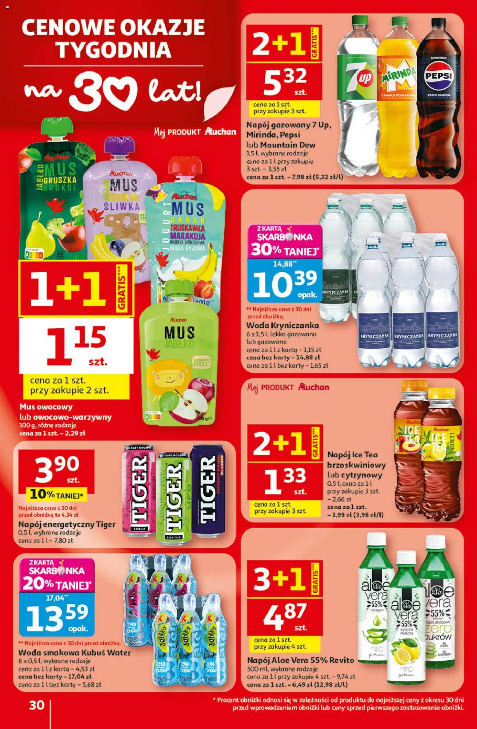 Auchan - Gazetka 30 Lat Hipermarket  od 09.04.2026 | Strona: 30 | Produkty: Gruszka, Ice Tea, Pepsi, Woda