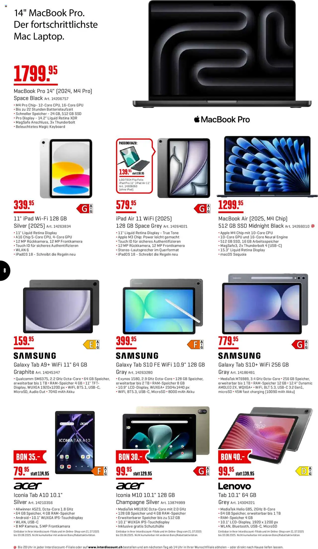 Interdiscount Aktionen ab 21.07.2025 | Seite: 8 | Produkte: Audio, Apple, Samsung, Lenovo