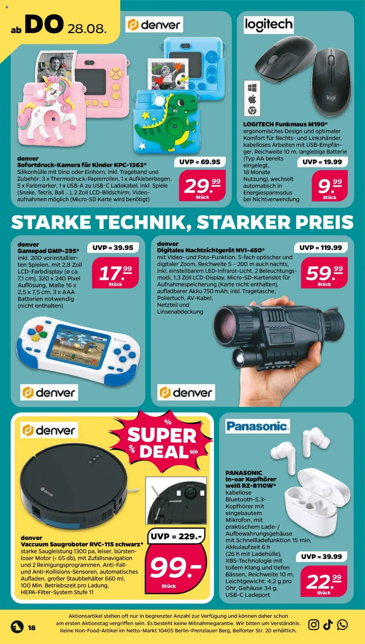 Netto Prospekt 	 - gültig ab dem 25.08.2025 | Seite: 18 | Produkte: Panasonic, Batterie, Video, Kopfhörer