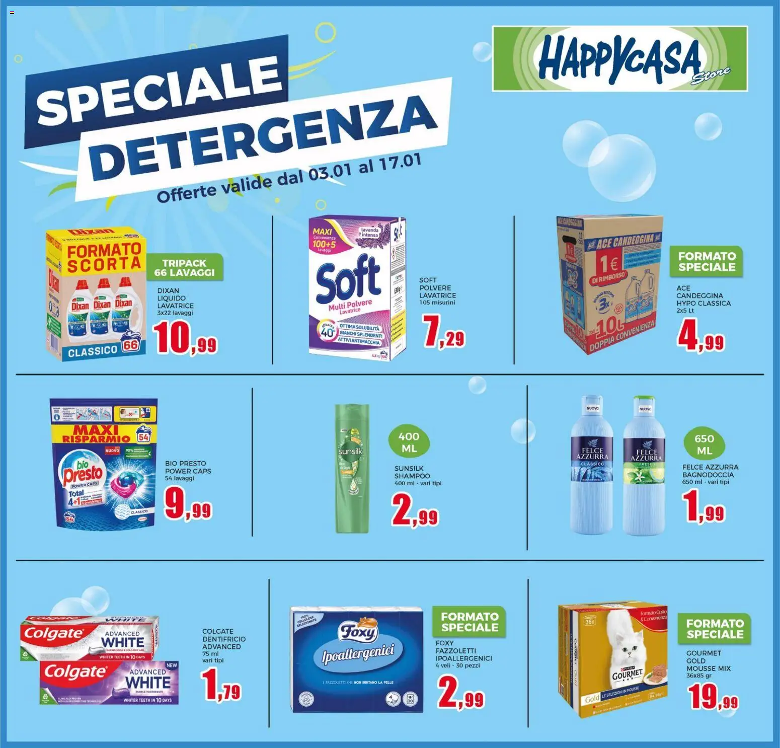 Volantino Happy Casa del 03.01.2026 | Pagina: 21 | Prodotti: Shampoo, Dentifricio, Candeggina, Lavanda