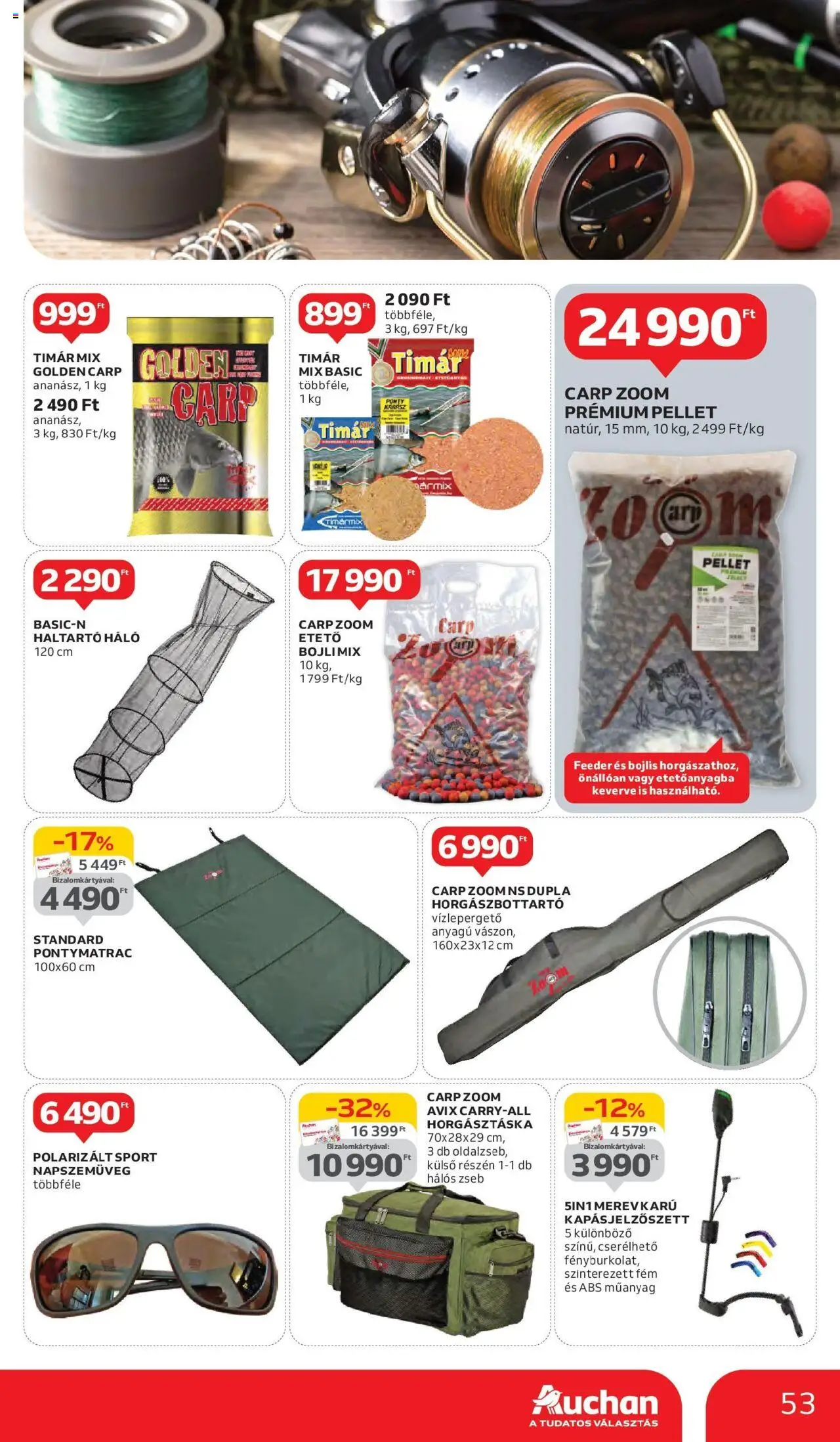 Auchan akciós ujság - amely érvényes a következő dátumtól: 05.06.2025 | Oldal: 53 | Termékek: Napszemüveg, Ponty, Horgásztáska