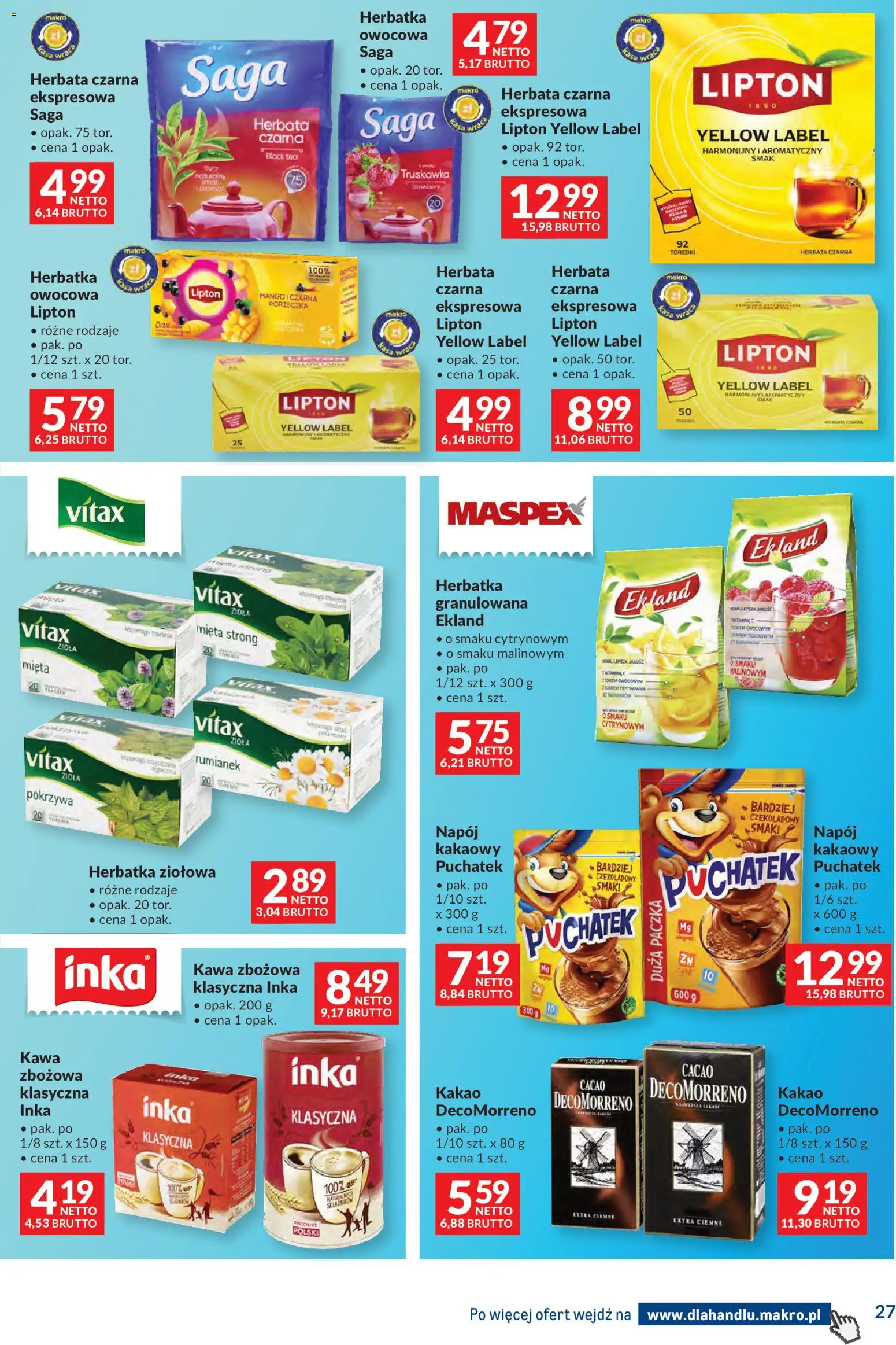 Makro Gazetka - Dystrybucja do sklepów od 07.01.2026 | Strona: 27 | Produkty: Mango, Kakao, Herbata, Torebki