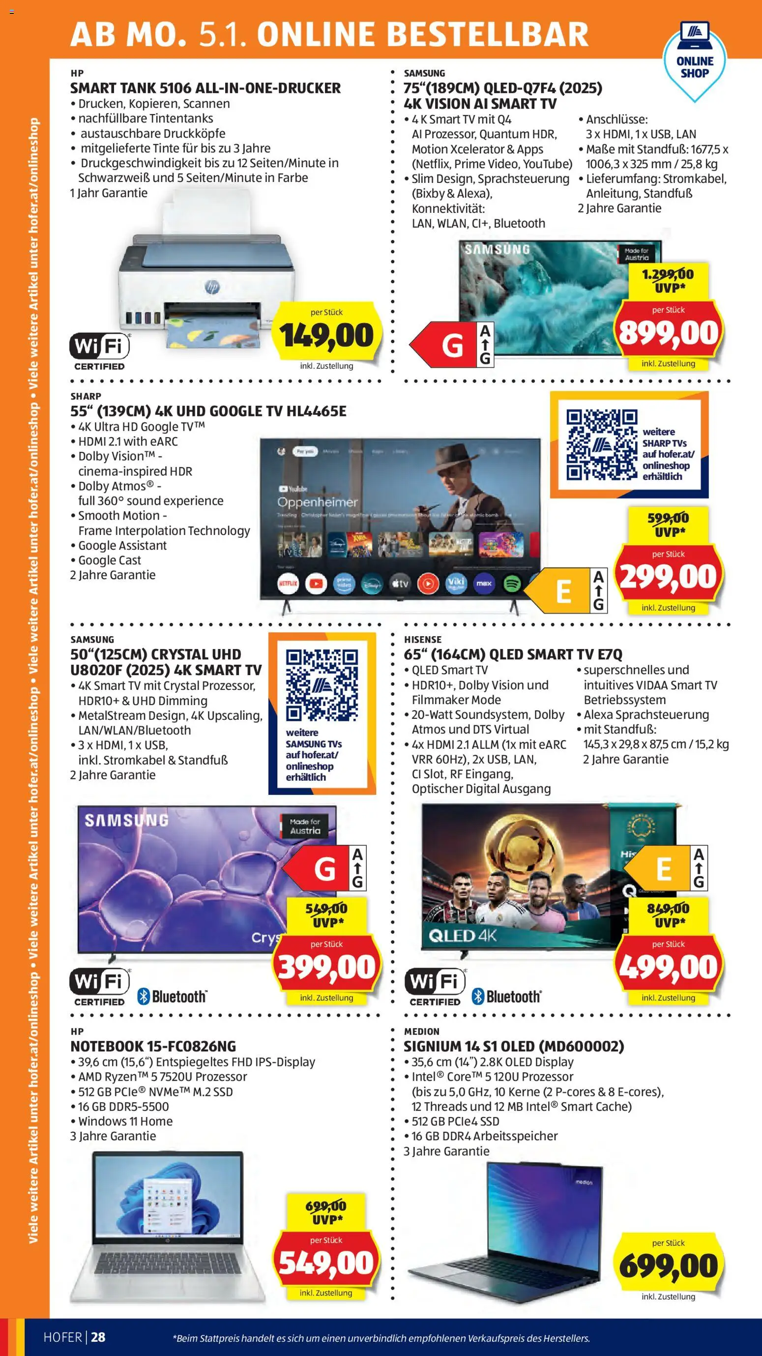 Hofer Flugblatt gültig ab 02.01.2026 | Seite: 32 | Produkte: TV, Samsung