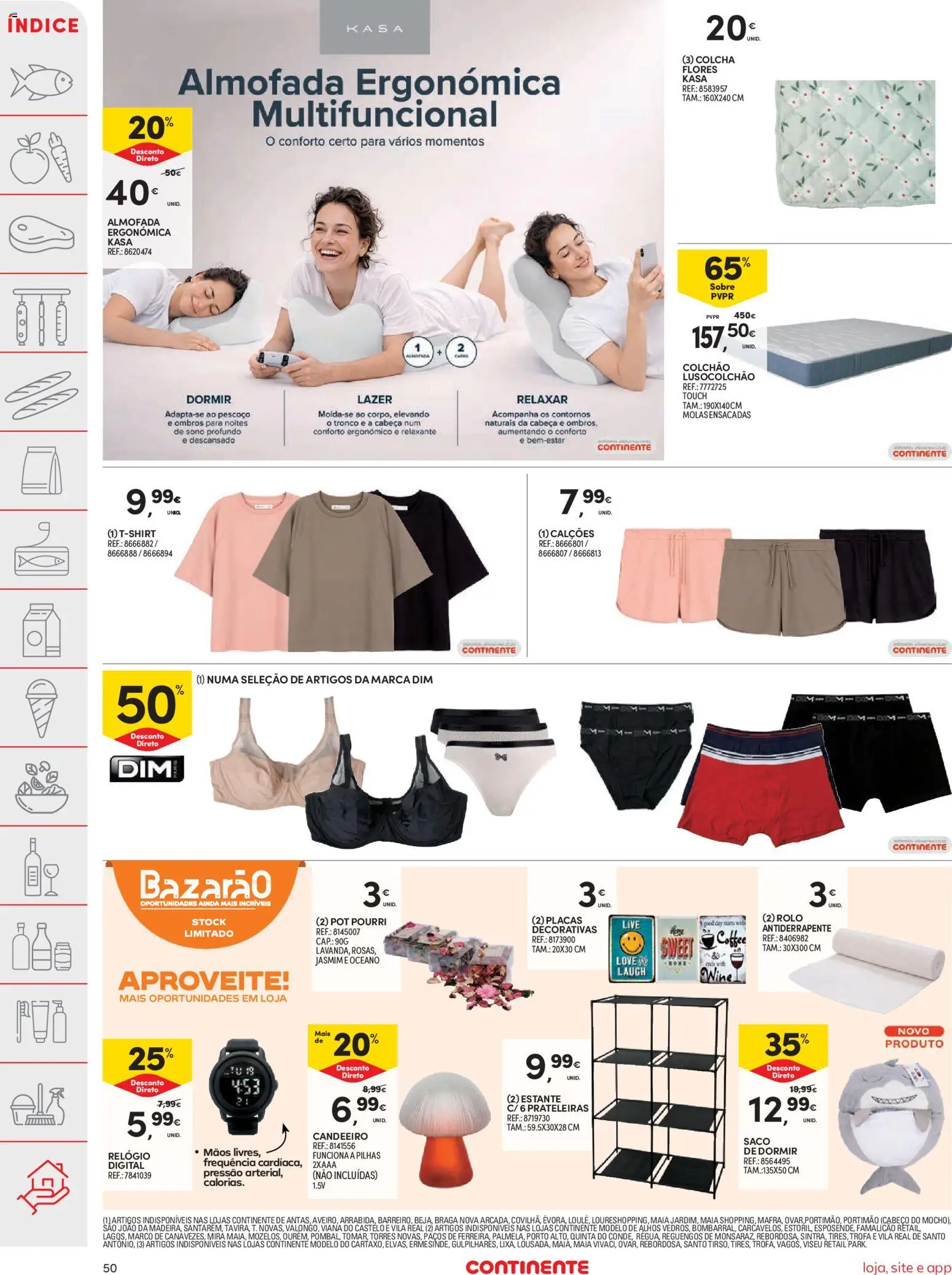 Continente folheto │ válido de 14.04.2026 | Página: 50 | Produtos: Relógio, Alhos, Calções, Colcha