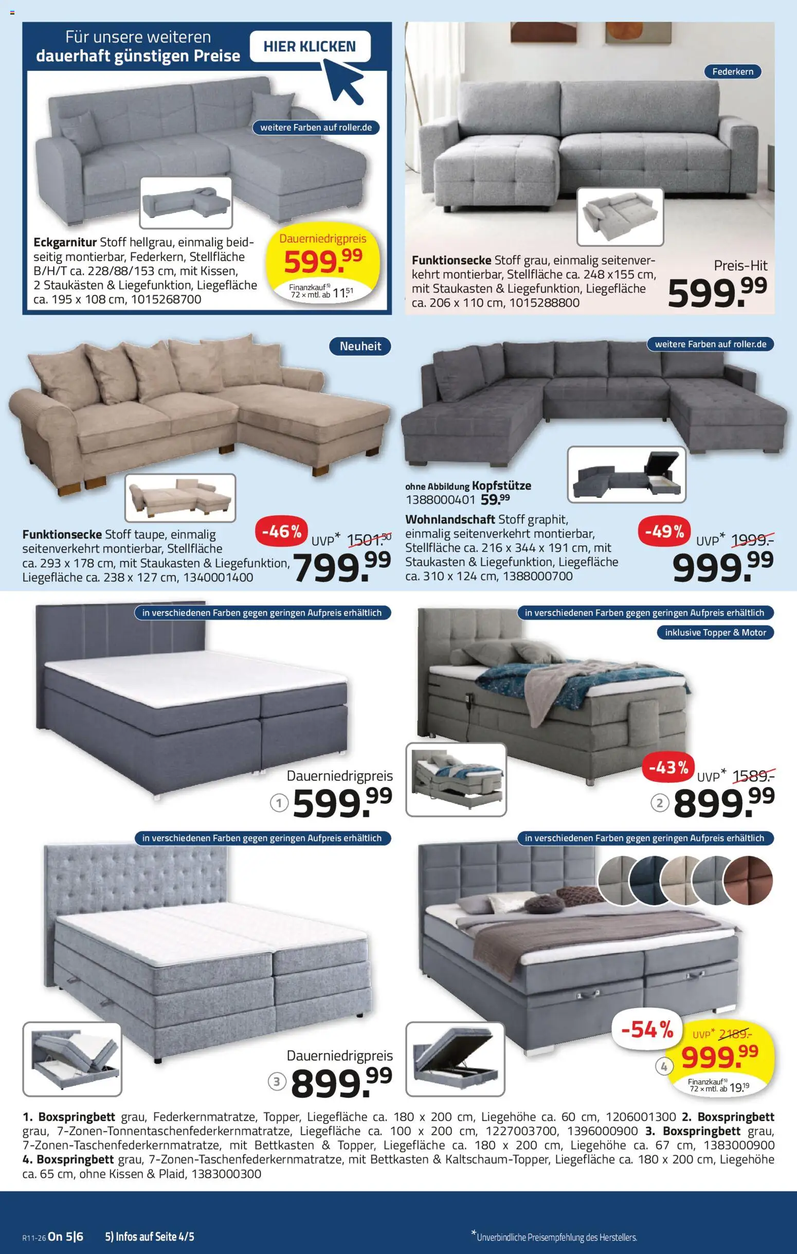 Roller Prospekt 	 – gültig ab 08.03.2026 | Seite: 10 | Produkte: Wohnlandschaft, Kissen, Boxspringbett, Topper