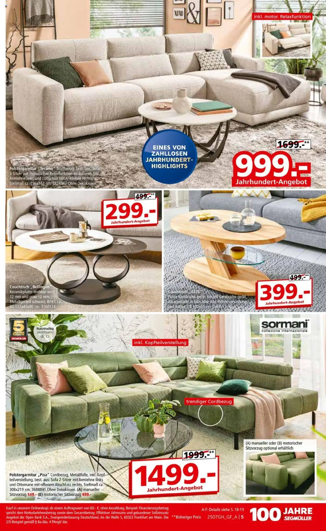 Segmüller Highlight - gültig ab dem 19.07.2025 | Seite: 5 | Produkte: Sofa, Couchtisch
