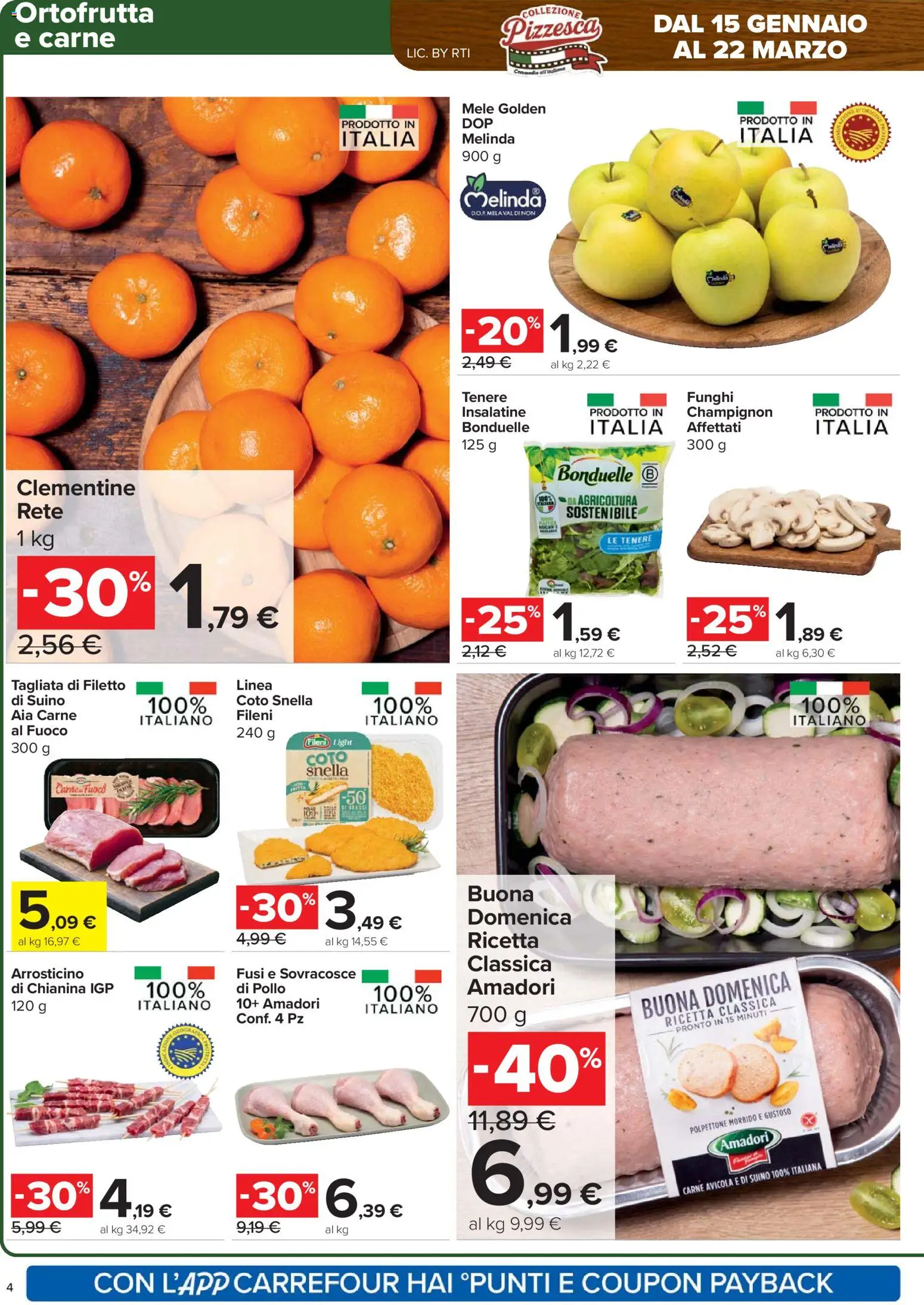 Volantino Carrefour del 15.01.2026 | Pagina: 4 | Prodotti: Pollo, Mele, Suino, Funghi