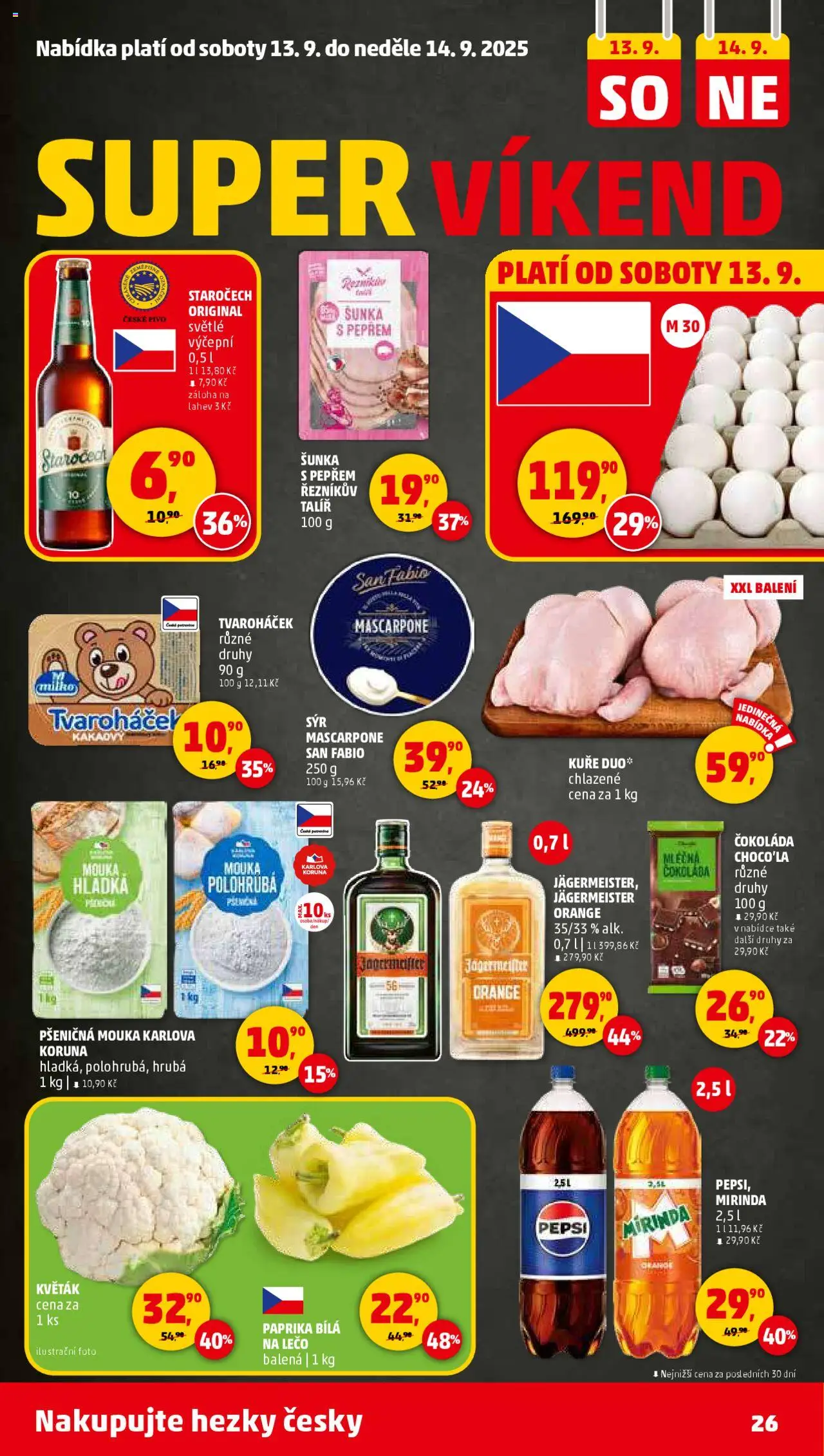 Penny Market leták - Čtvrtečník od 11.09.2025 | Strana: 26 | Produkty: Čokoláda, Pepsi, Mouka, Láhev